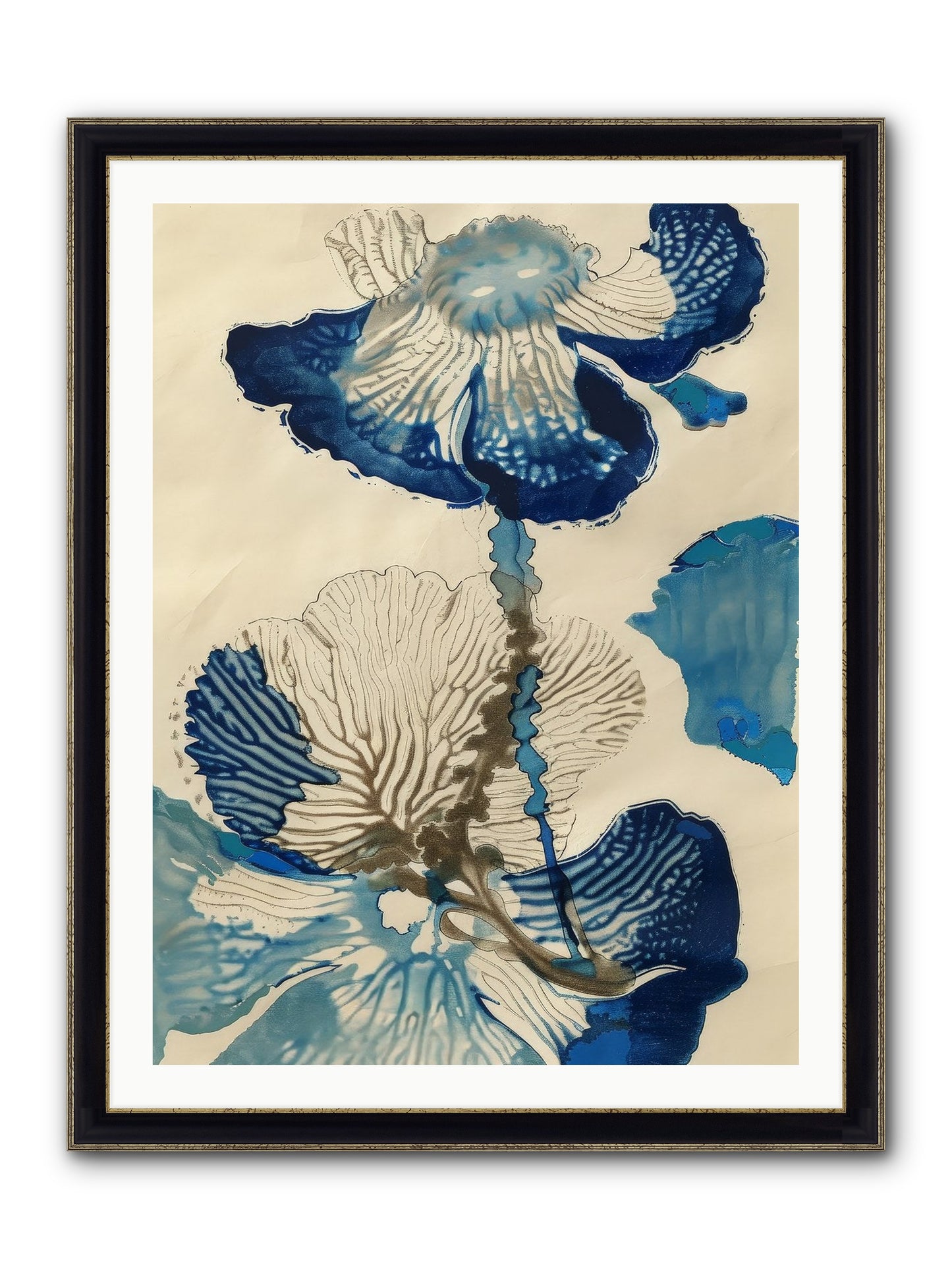 Aquatic Botany Framed Print - Black & Gold 30x40