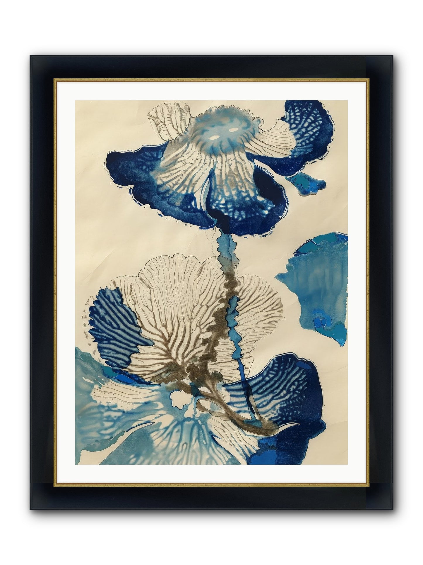 Aquatic Botany Framed Print - Wide Black w/Gold 30x40