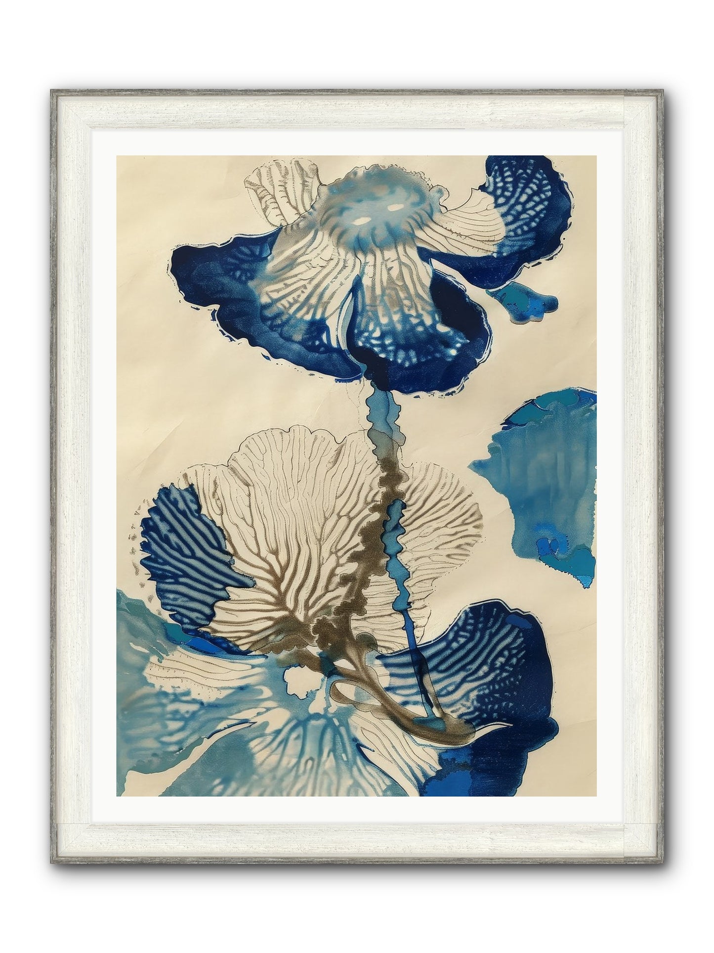 Aquatic Botany Framed Print - Driftwood White 36x48