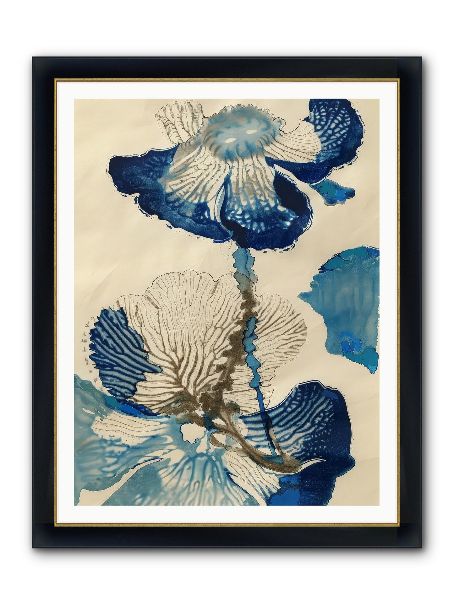 Aquatic Botany Framed Print - Wide Black w/Gold 36x48