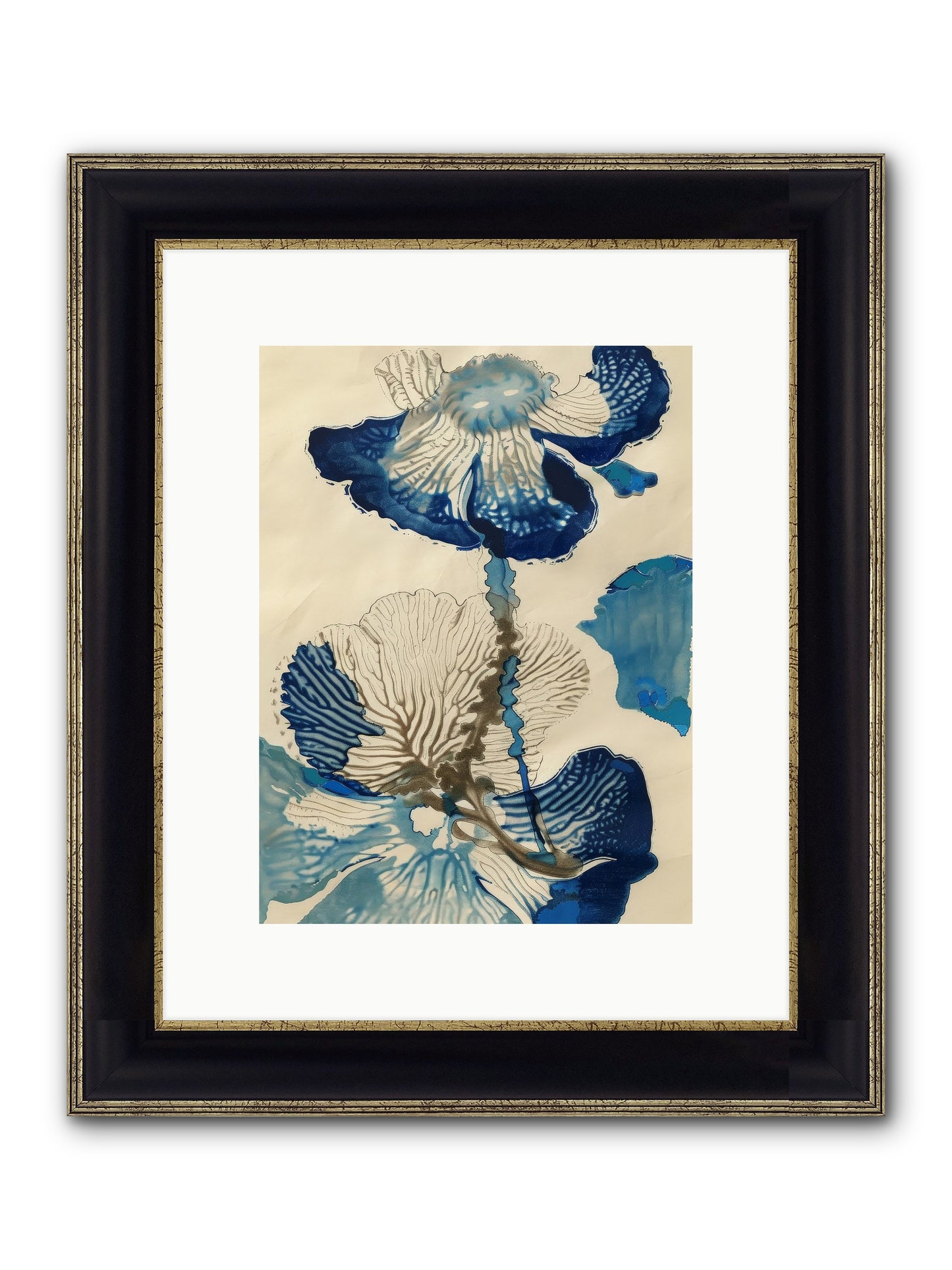 Aquatic Botany Framed Print - Black & Gold 9x12
