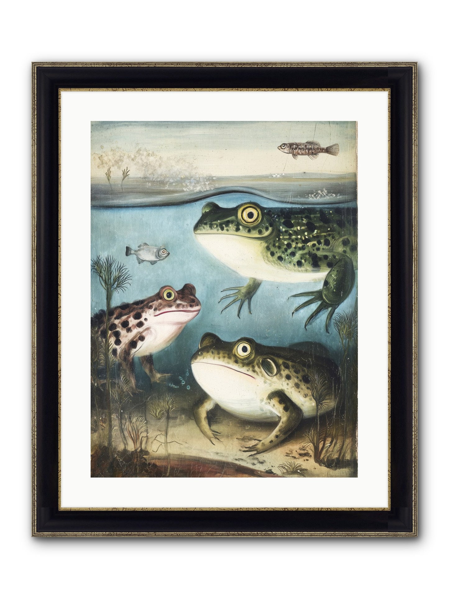 Aquatic Grace Framed Print - Black & Gold 18x24