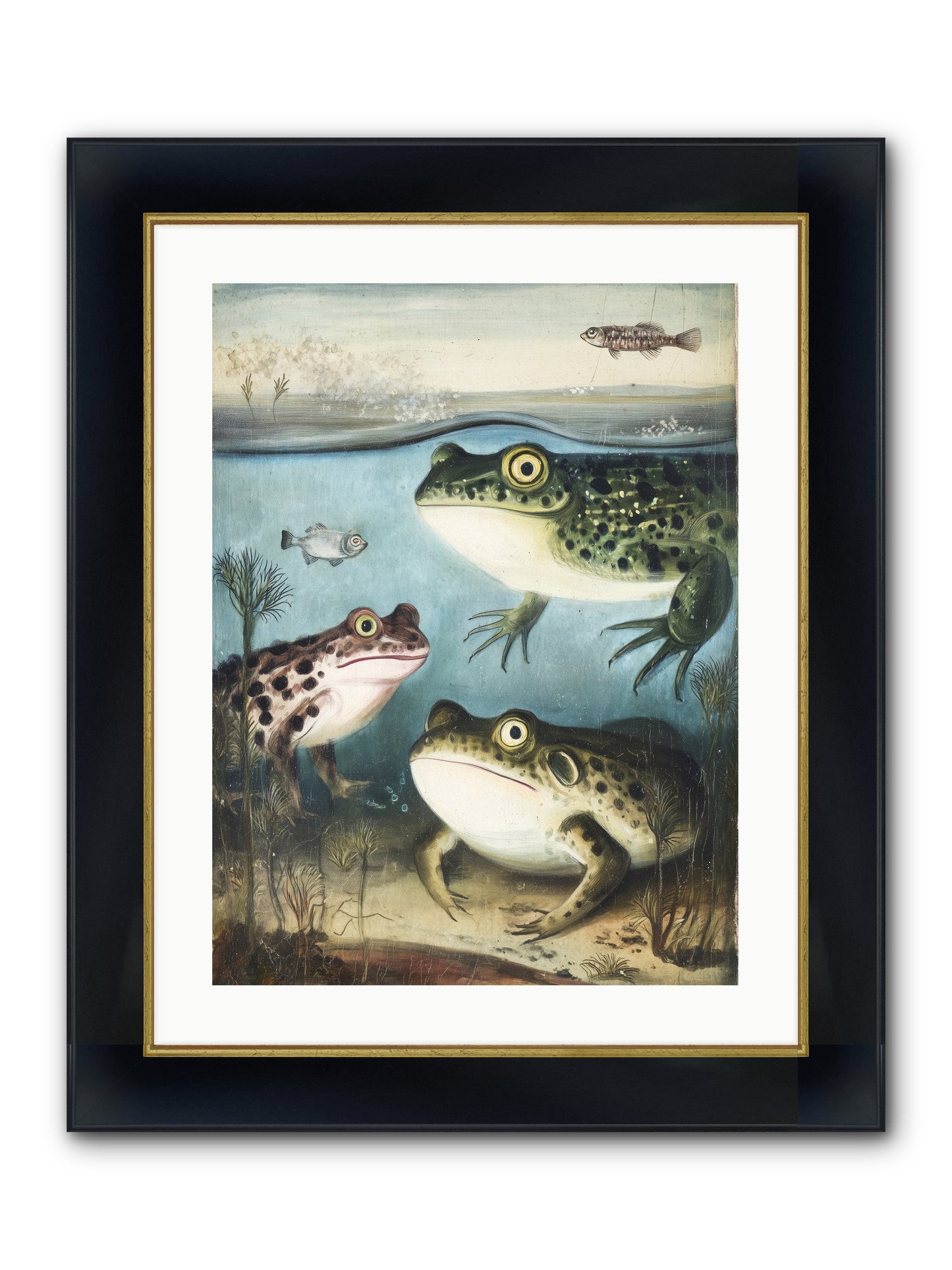 Aquatic Grace Framed Print - Wide Black w/Gold 18x24