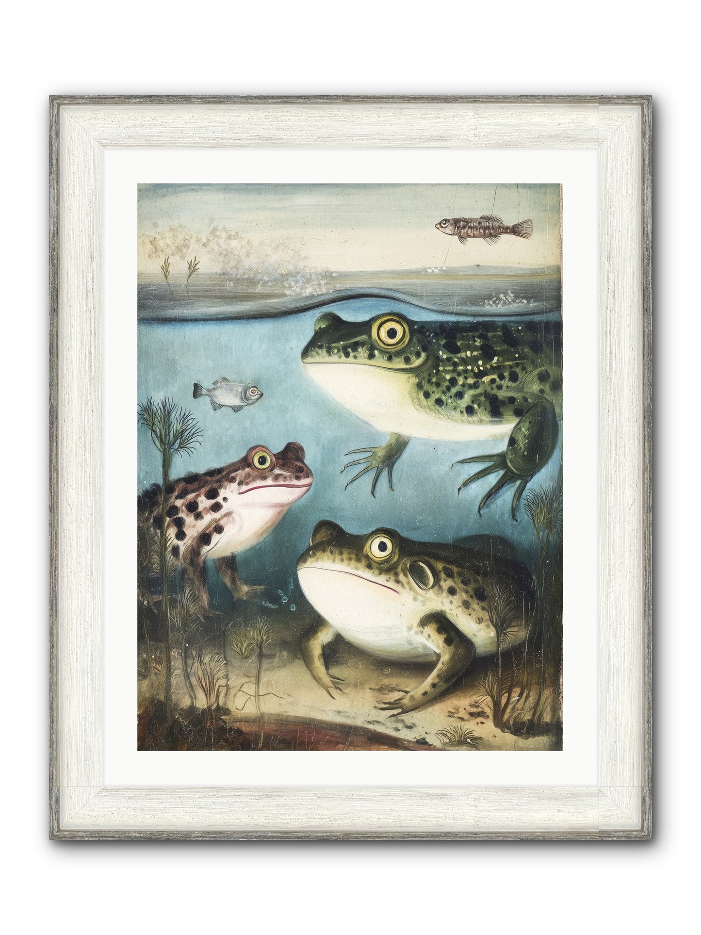 Aquatic Grace Framed Print - Driftwood White 24x32