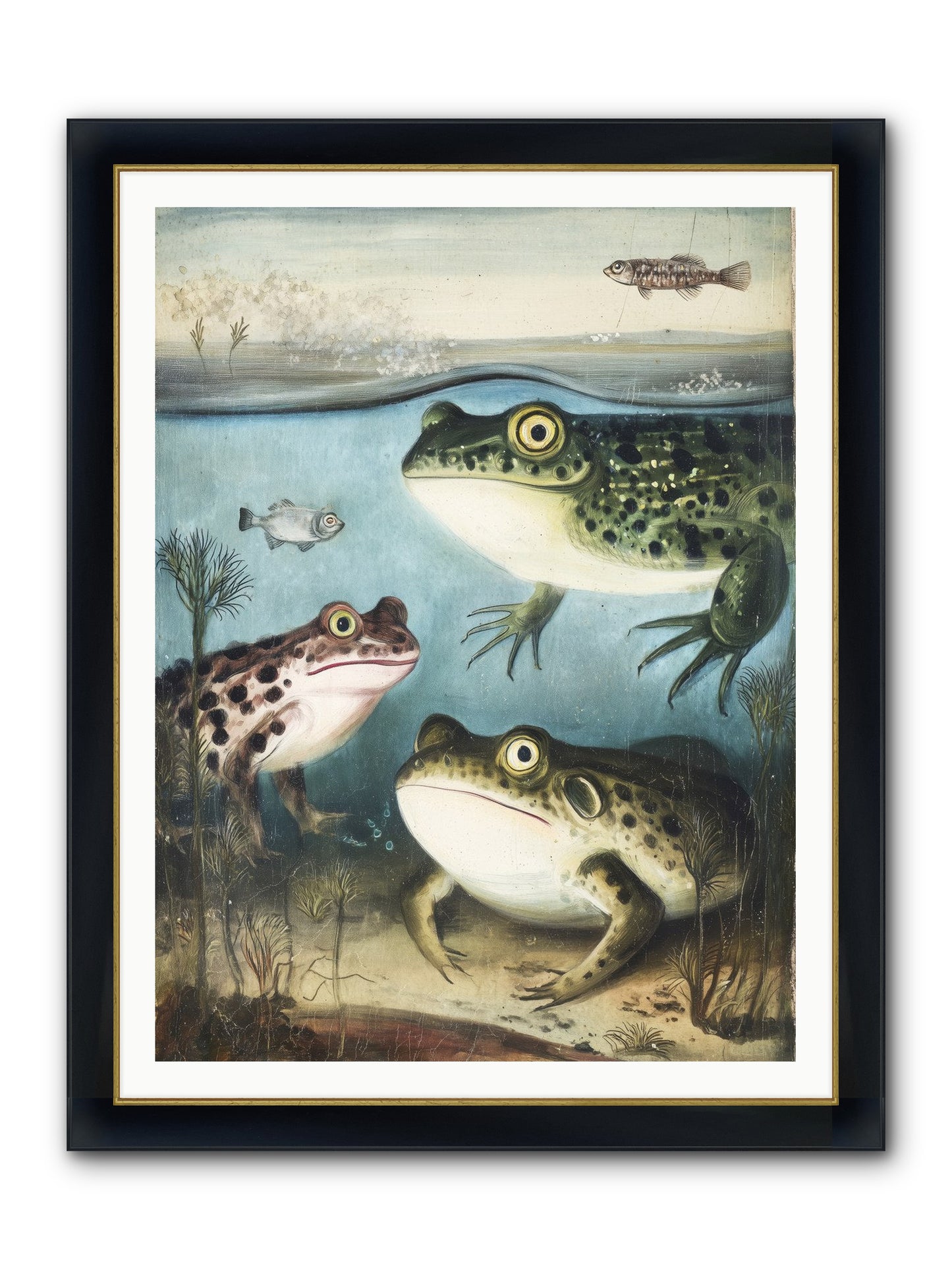 Aquatic Grace Framed Print - Wide Black w/Gold 36x48