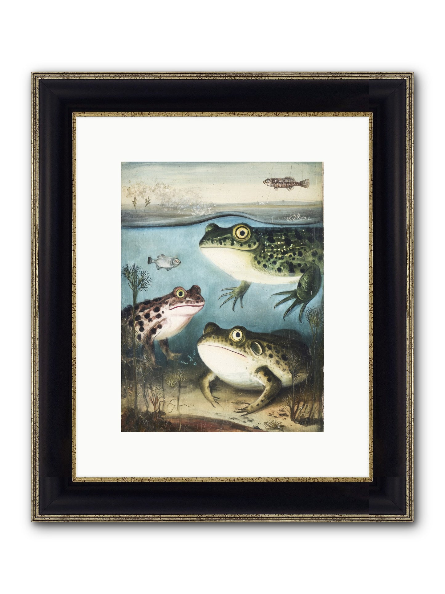 Aquatic Grace Framed Print - Black & Gold 9x12