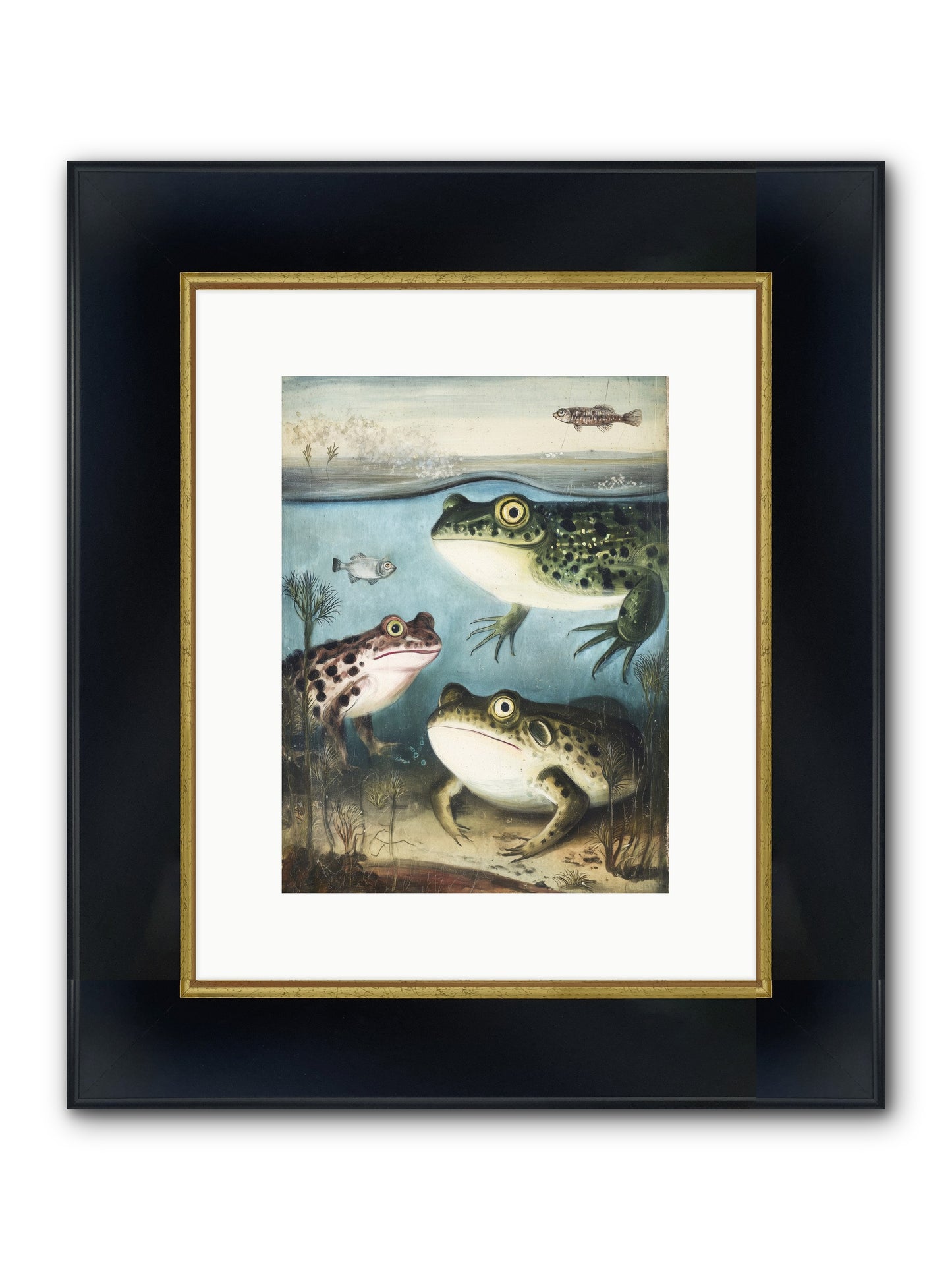 Aquatic Grace Framed Print - Wide Black w/Gold 9x12