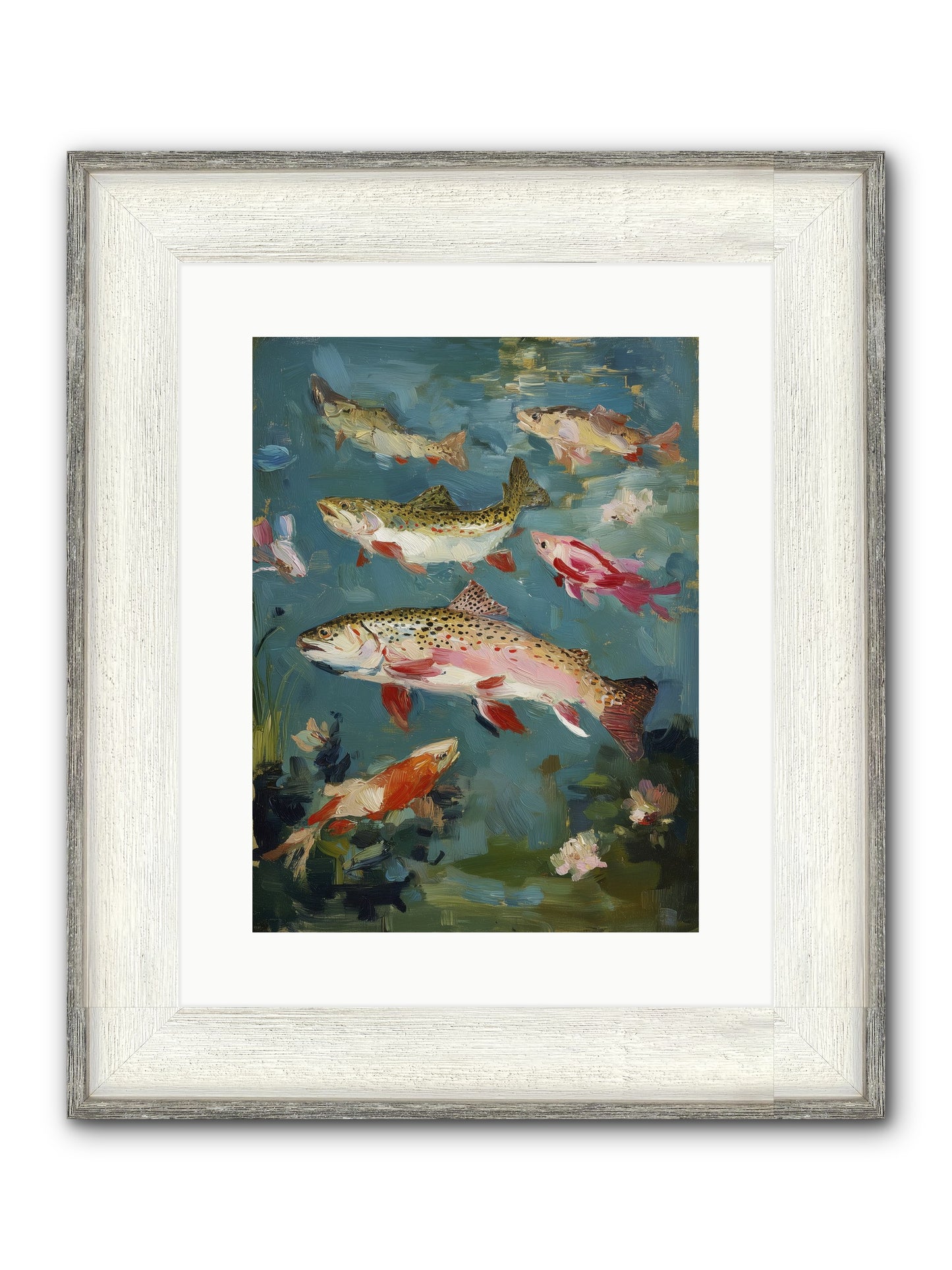 Aquatic Meadow Framed Print - Driftwood White 12x16