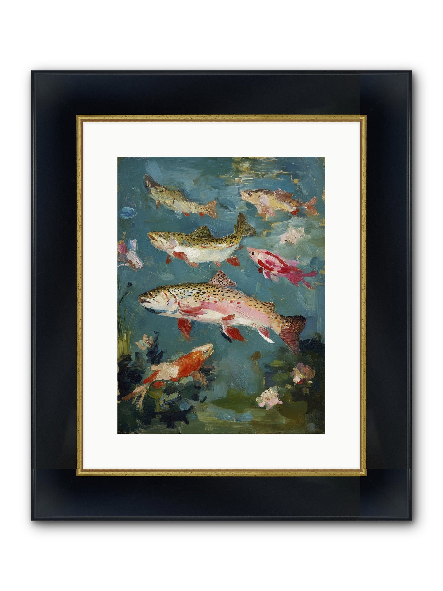 Aquatic Meadow Framed Print - Wide Black w/Gold 12x16