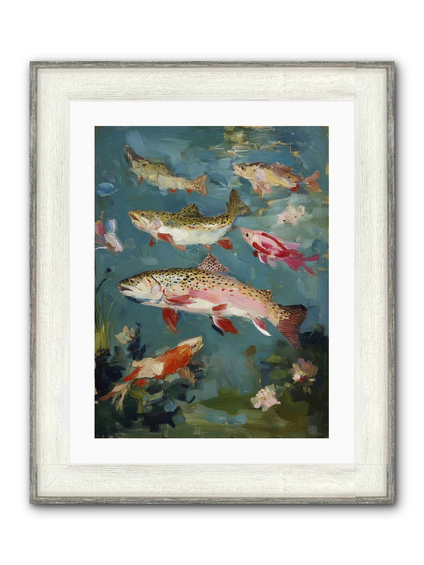Aquatic Meadow Framed Print - Driftwood White 18x24