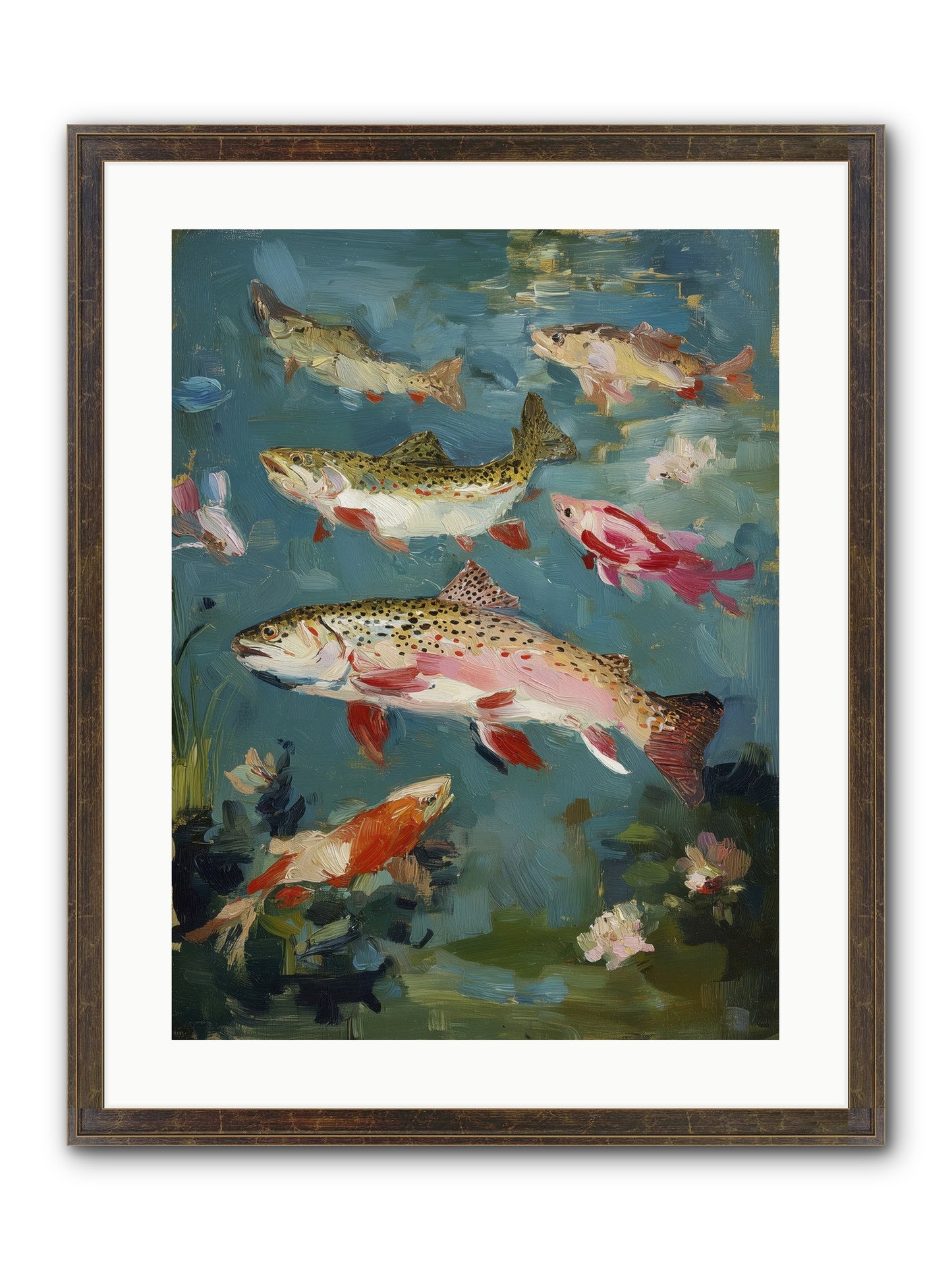 Aquatic Meadow Framed Print - Slimwoods Black/Gold 18x24