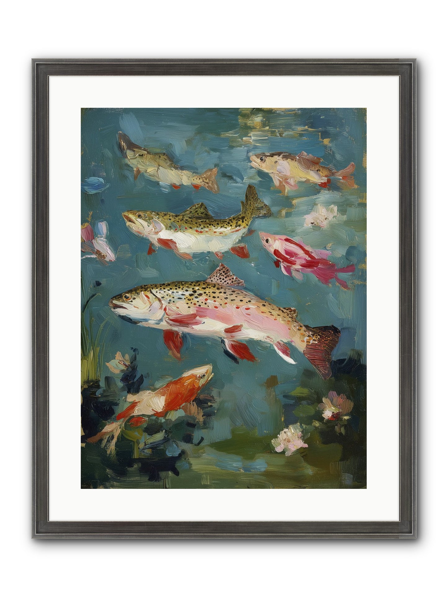 Aquatic Meadow Framed Print - Slimwoods Black/Silver 18x24