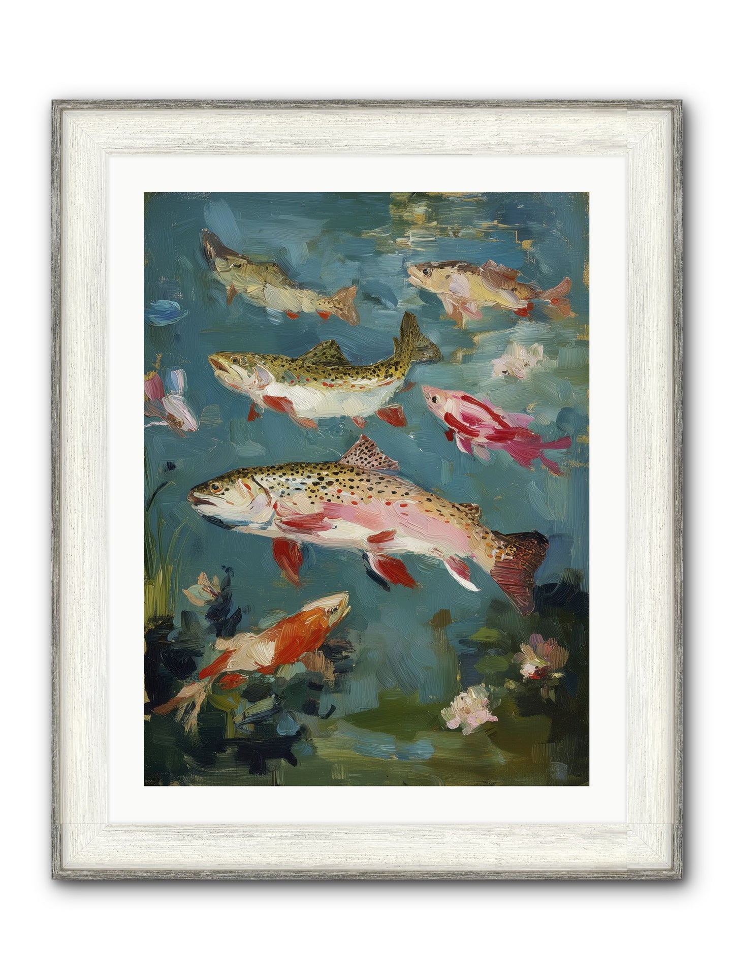 Aquatic Meadow Framed Print - Driftwood White 24x32
