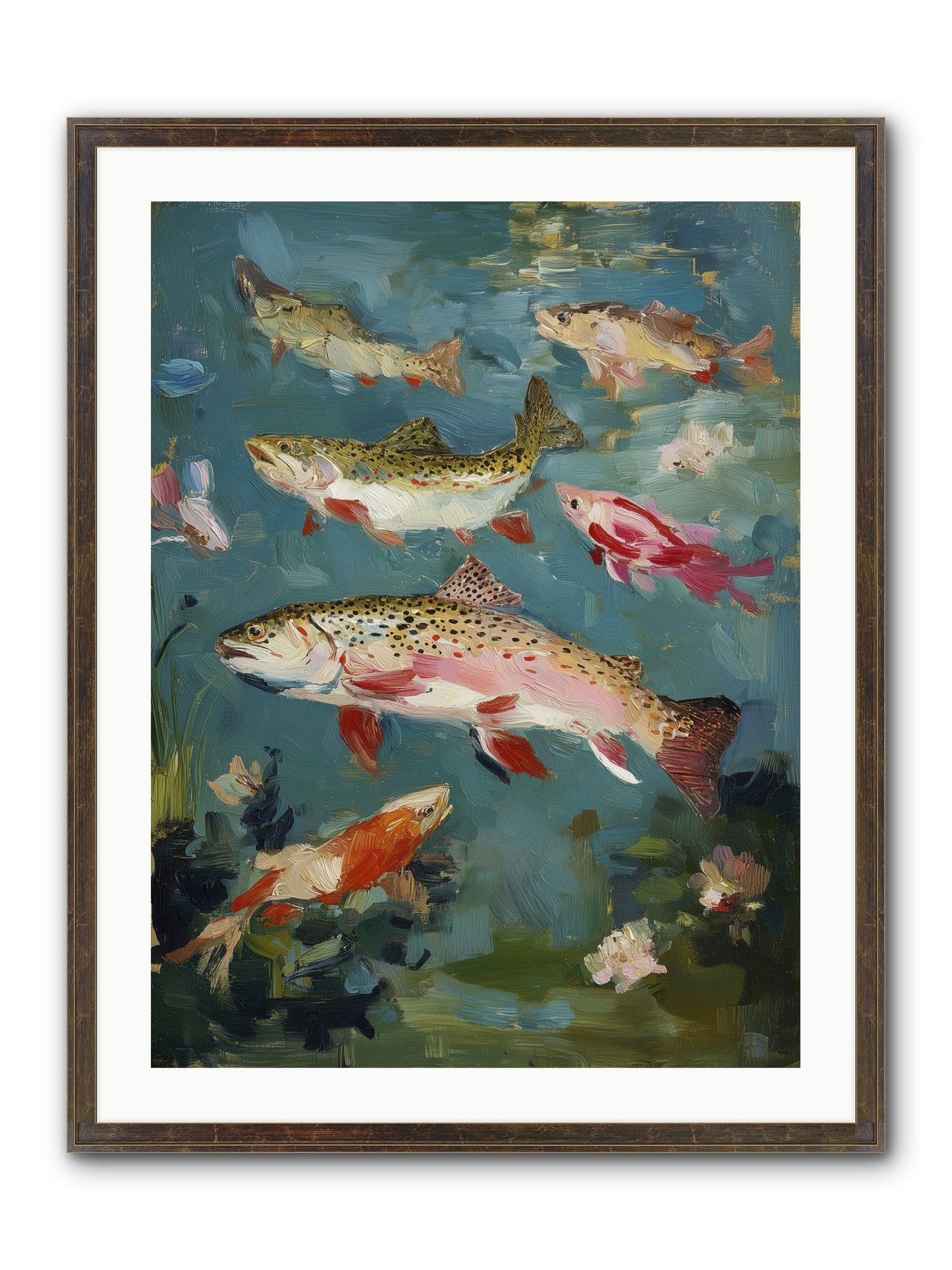 Aquatic Meadow Framed Print - Slimwoods Black/Gold 24x32