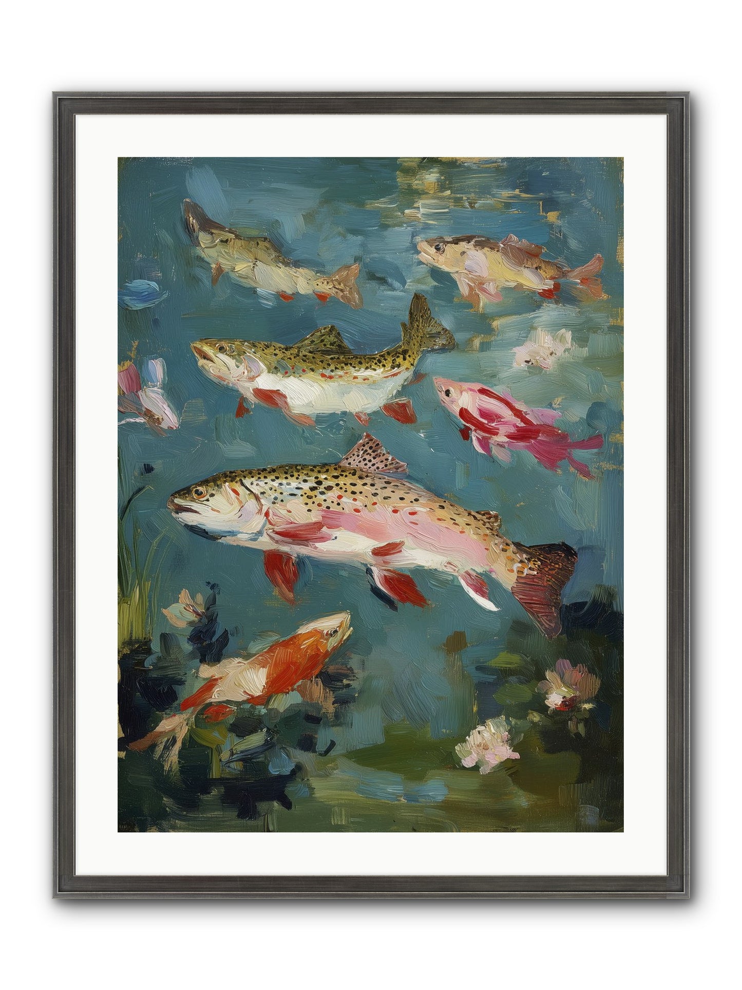 Aquatic Meadow Framed Print - Slimwoods Black/Silver 24x32