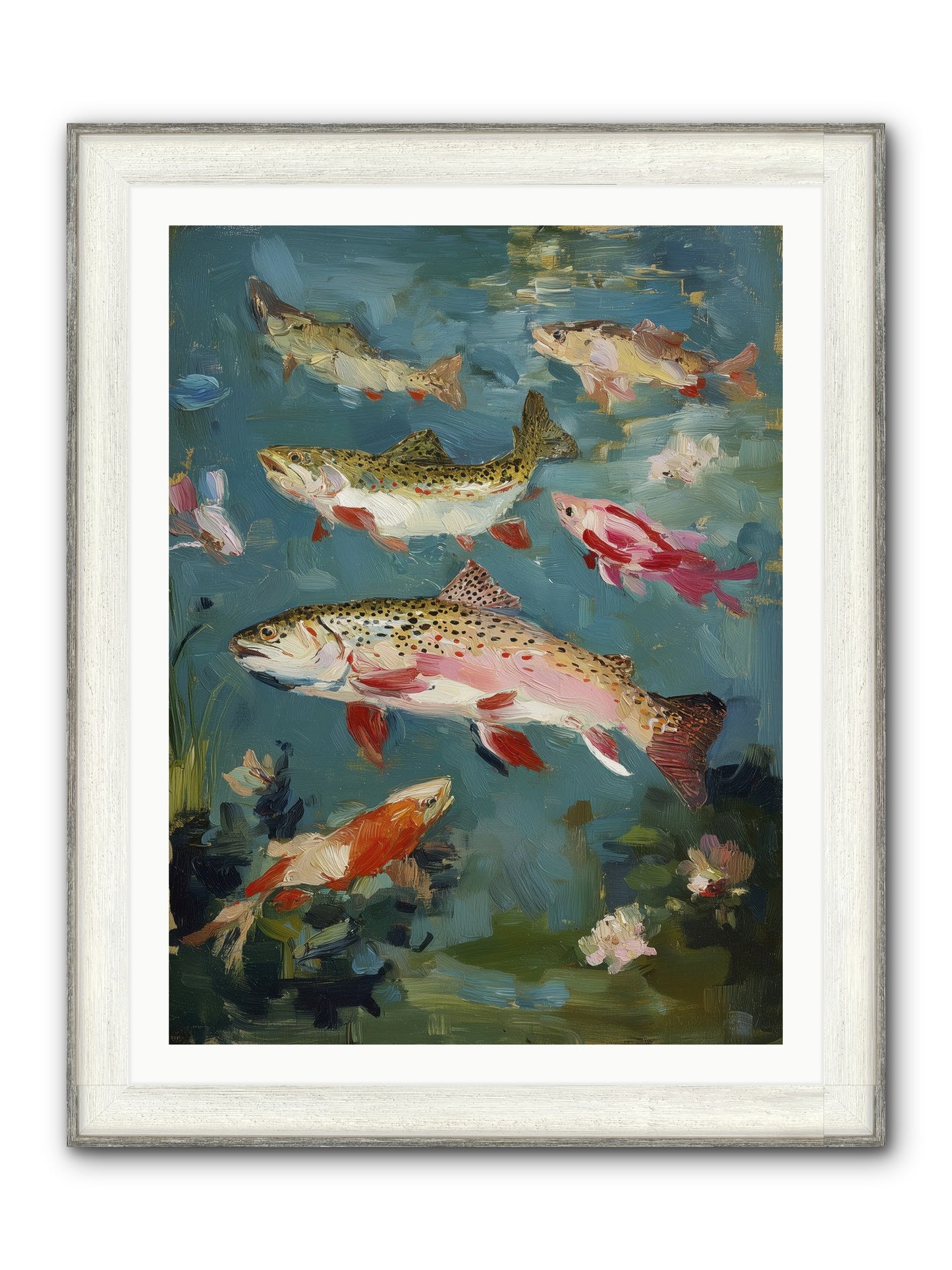 Aquatic Meadow Framed Print - Driftwood White 30x40