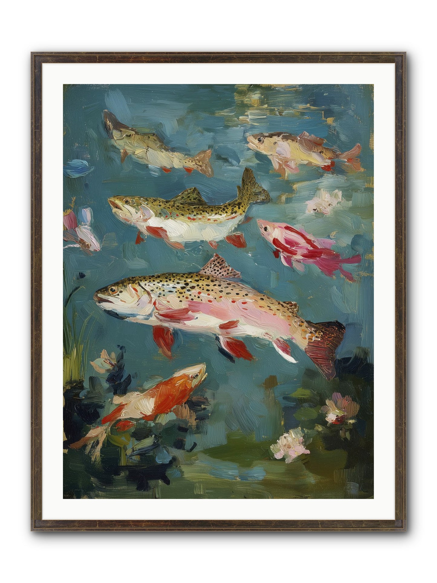 Aquatic Meadow Framed Print - Slimwoods Black/Gold 30x40
