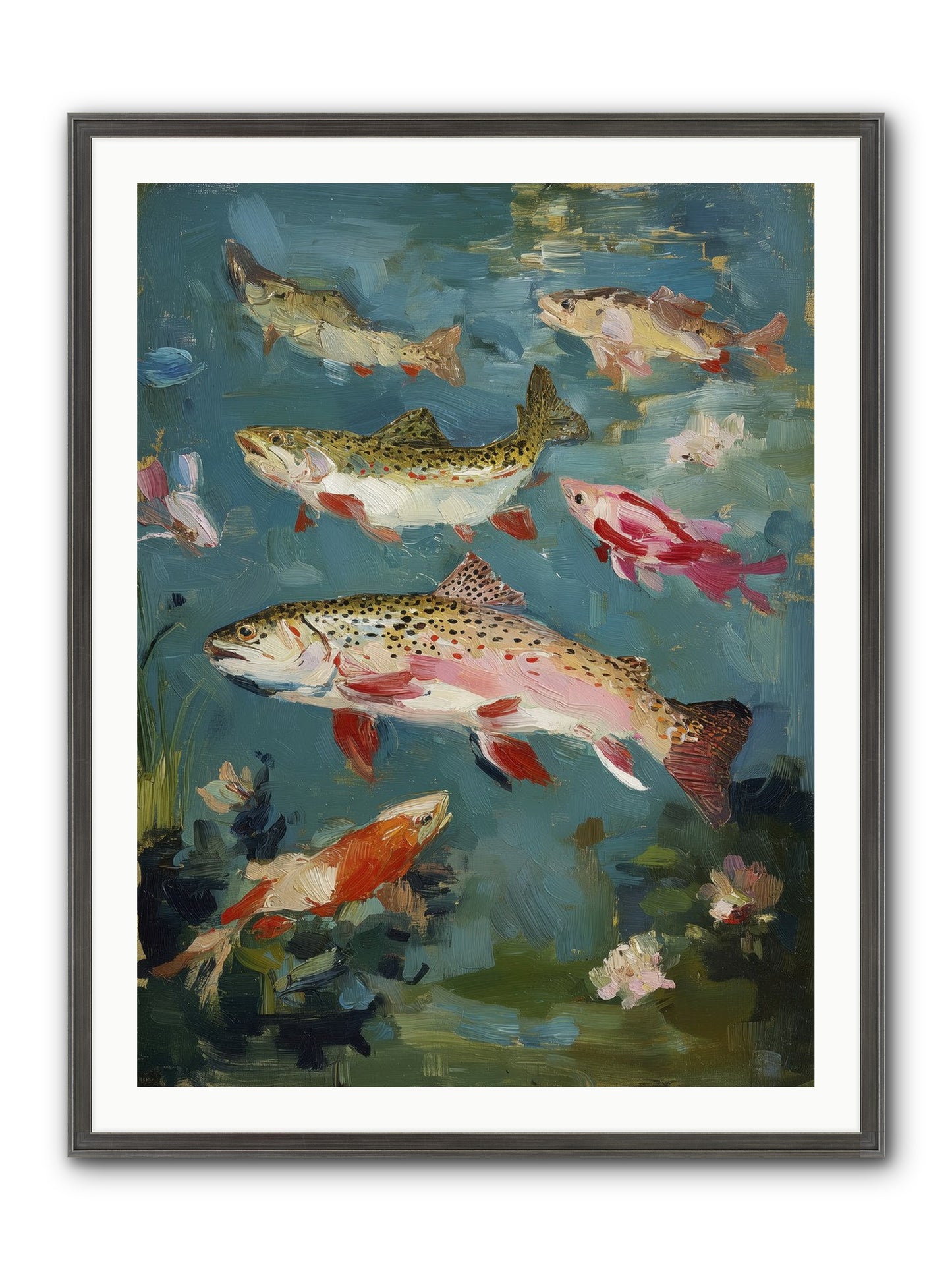 Aquatic Meadow Framed Print - Slimwoods Black/Silver 30x40
