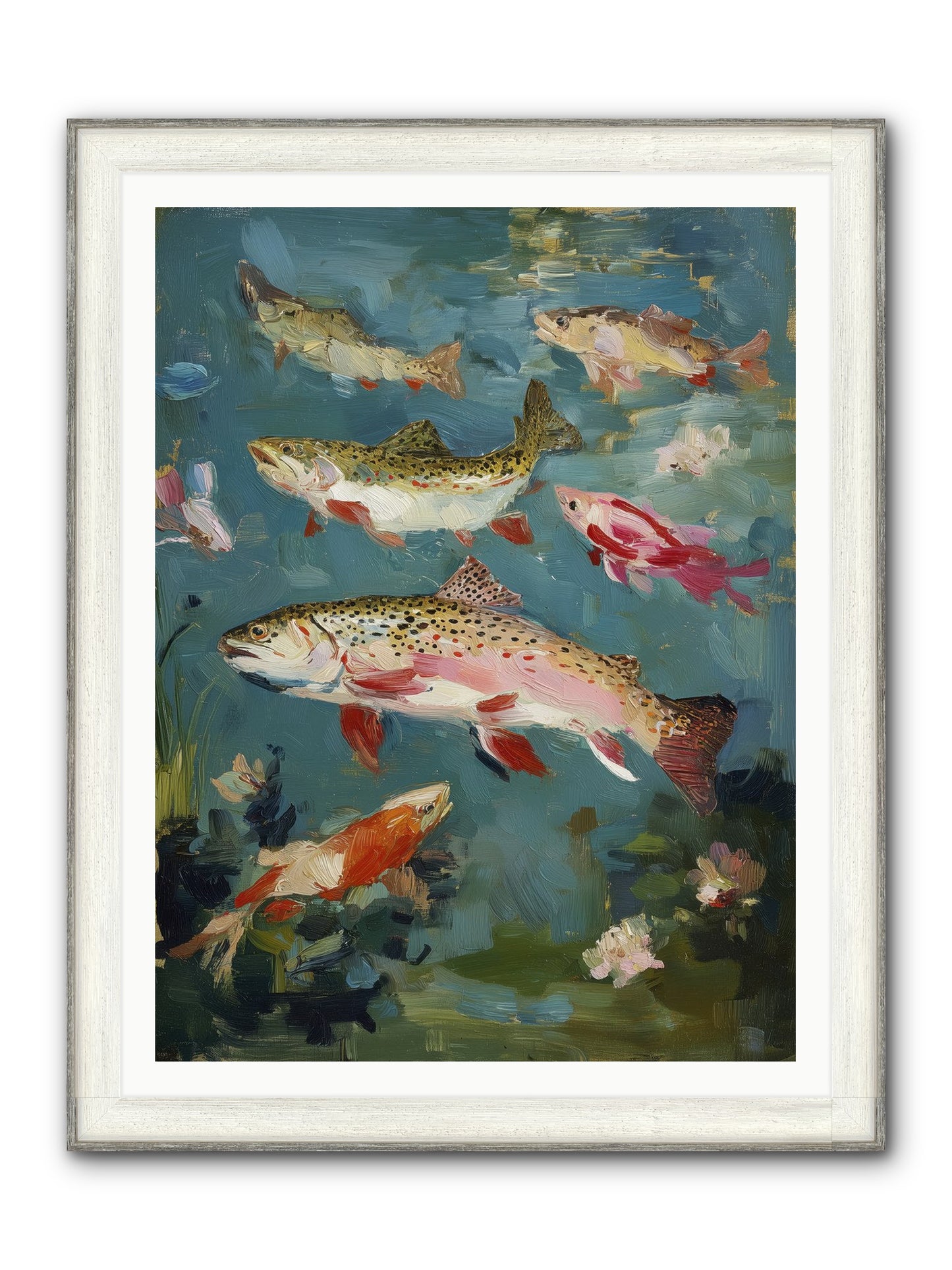 Aquatic Meadow Framed Print - Driftwood White 36x48