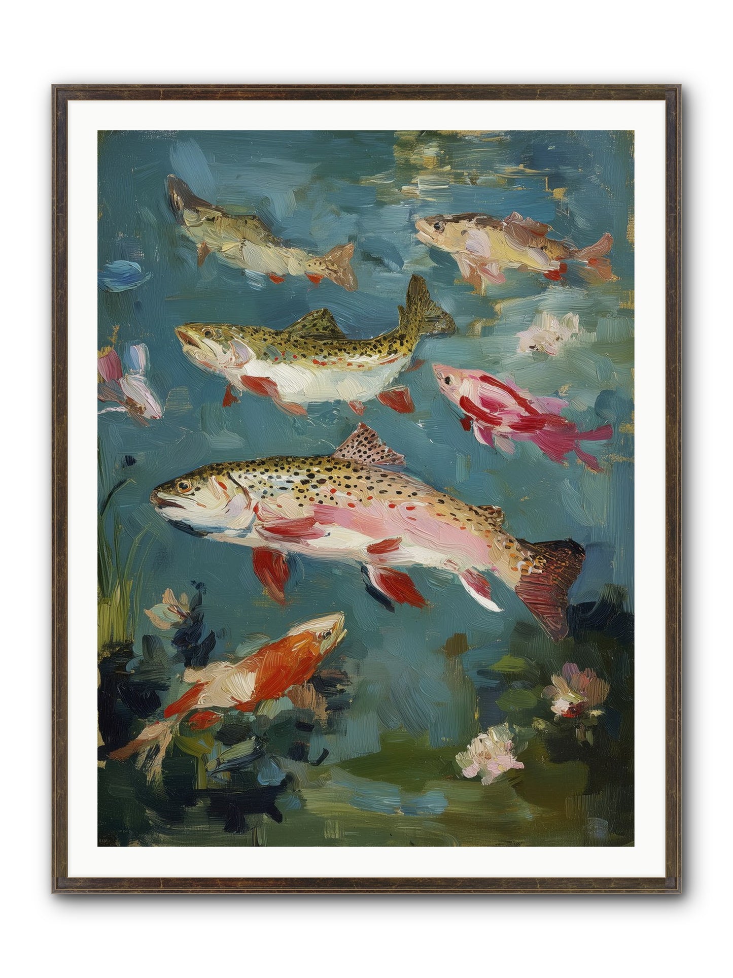 Aquatic Meadow Framed Print - Slimwoods Black/Gold 36x48