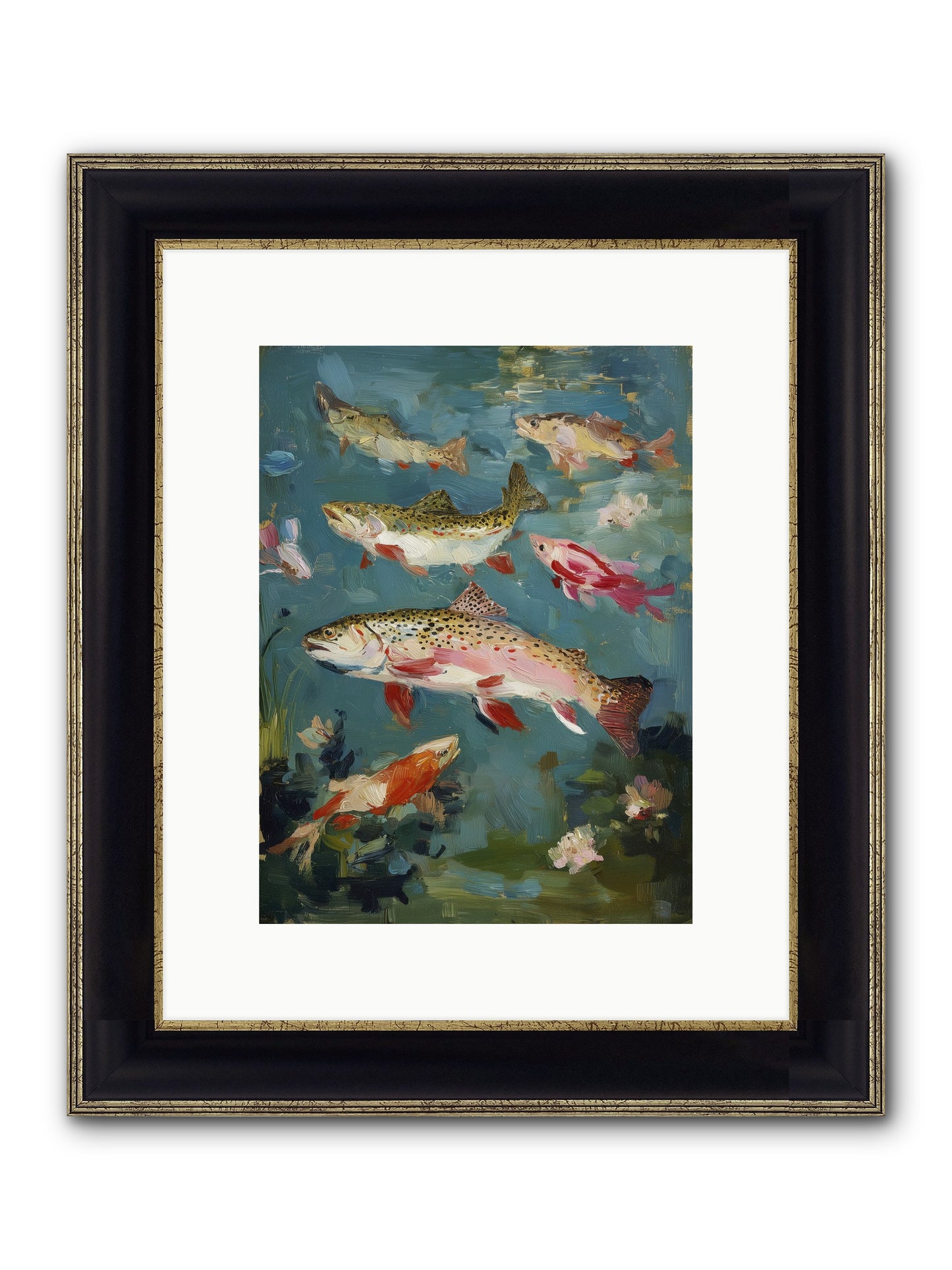 Aquatic Meadow Framed Print - Black & Gold 9x12