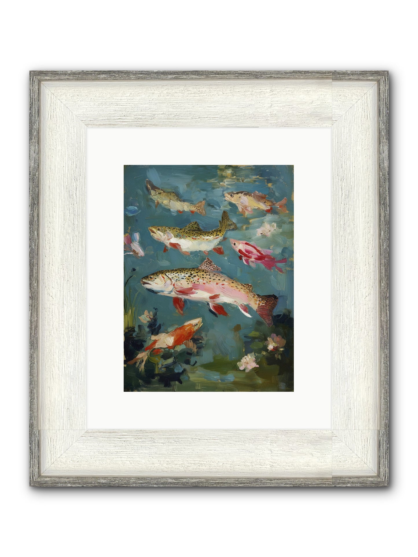 Aquatic Meadow Framed Print - Driftwood White 9x12