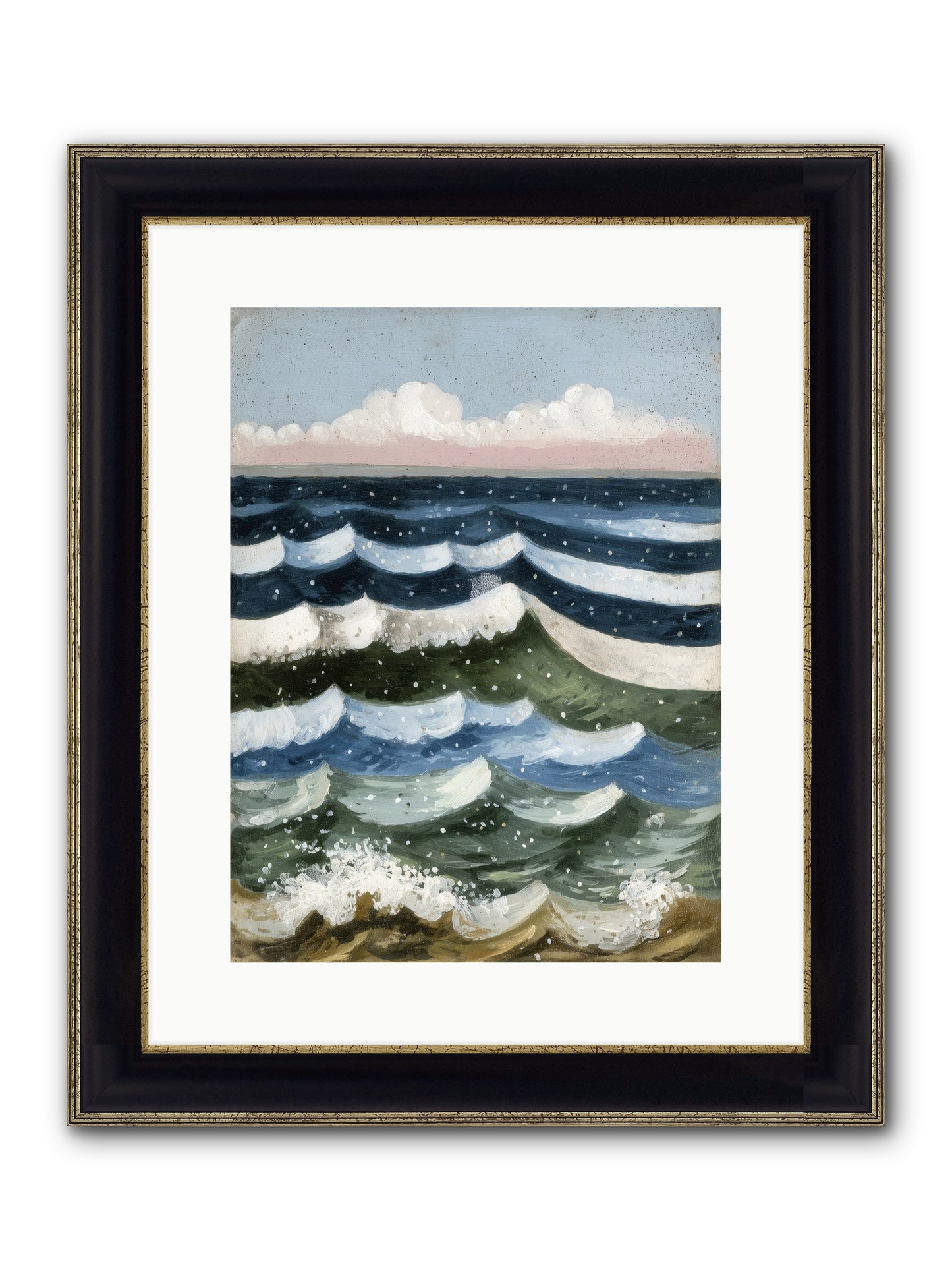 Aquatic Quilt Framed Print - Black & Gold 12x16