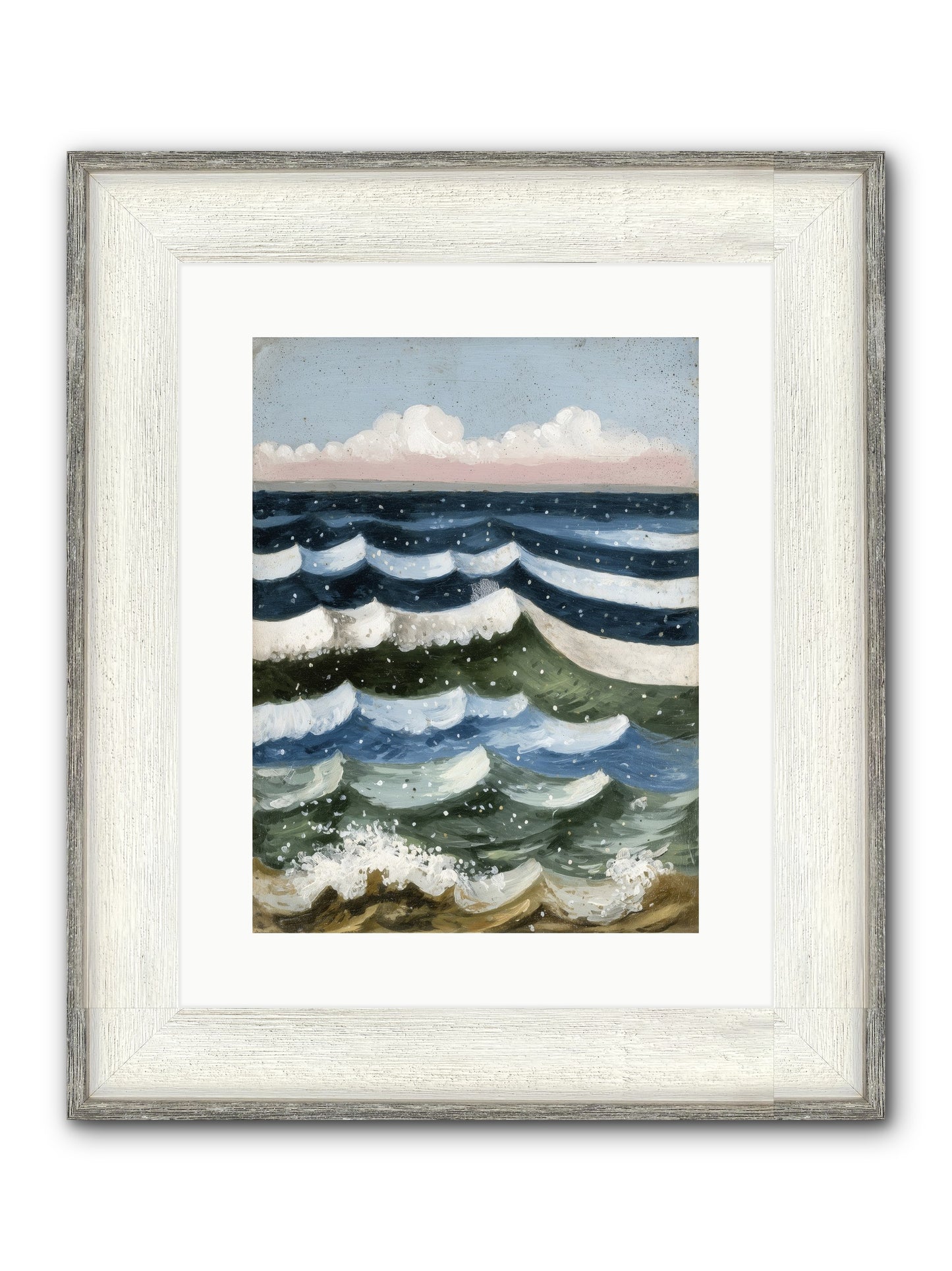 Aquatic Quilt Framed Print - Driftwood White 12x16