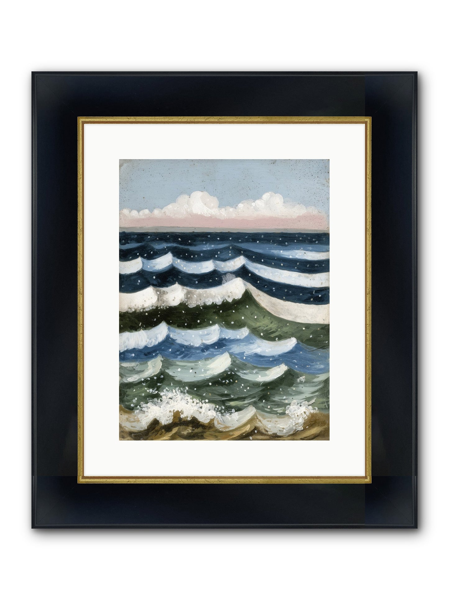 Aquatic Quilt Framed Print - Wide Black w/Gold 12x16