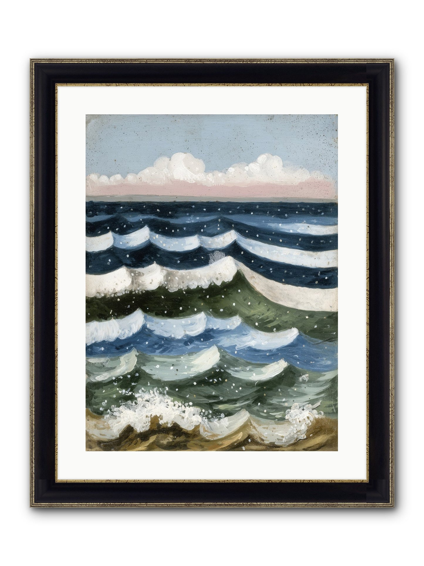 Aquatic Quilt Framed Print - Black & Gold 18x24