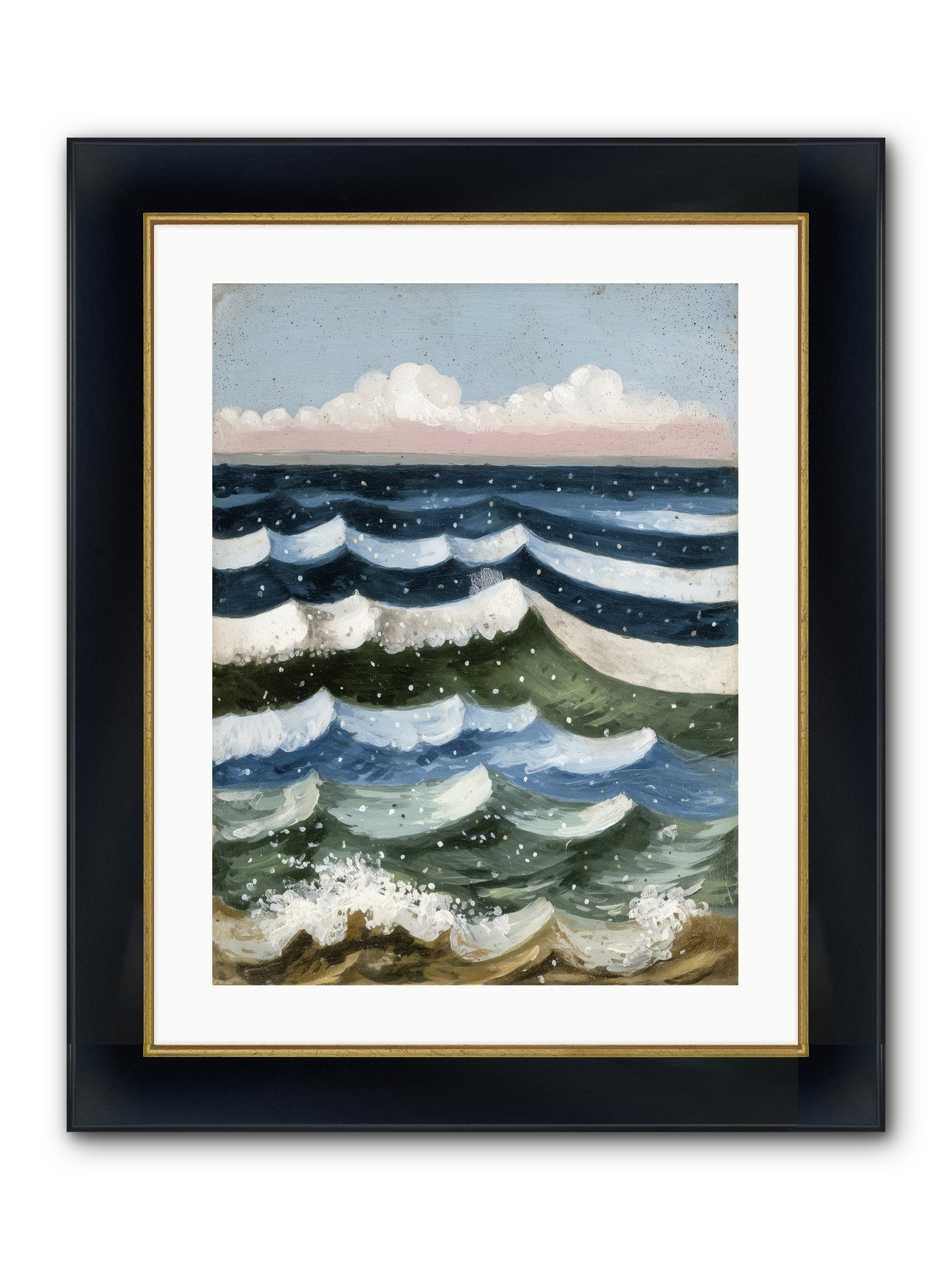 Aquatic Quilt Framed Print - Wide Black w/Gold 18x24