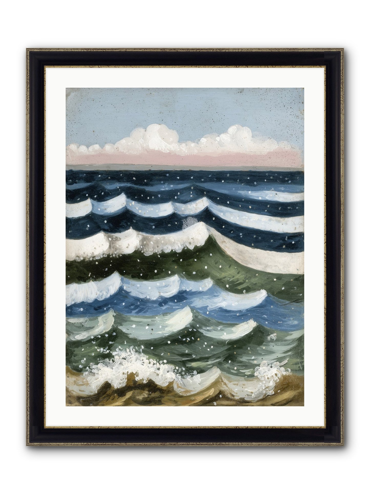 Aquatic Quilt Framed Print - Black & Gold 24x32