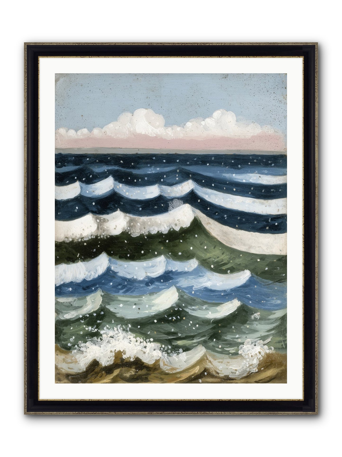 Aquatic Quilt Framed Print - Black & Gold 30x40