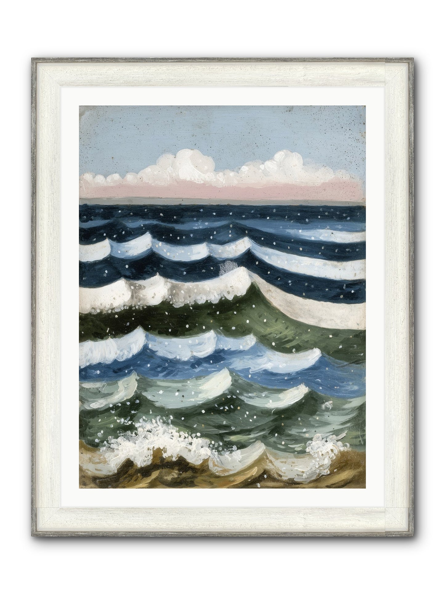 Aquatic Quilt Framed Print - Driftwood White 30x40