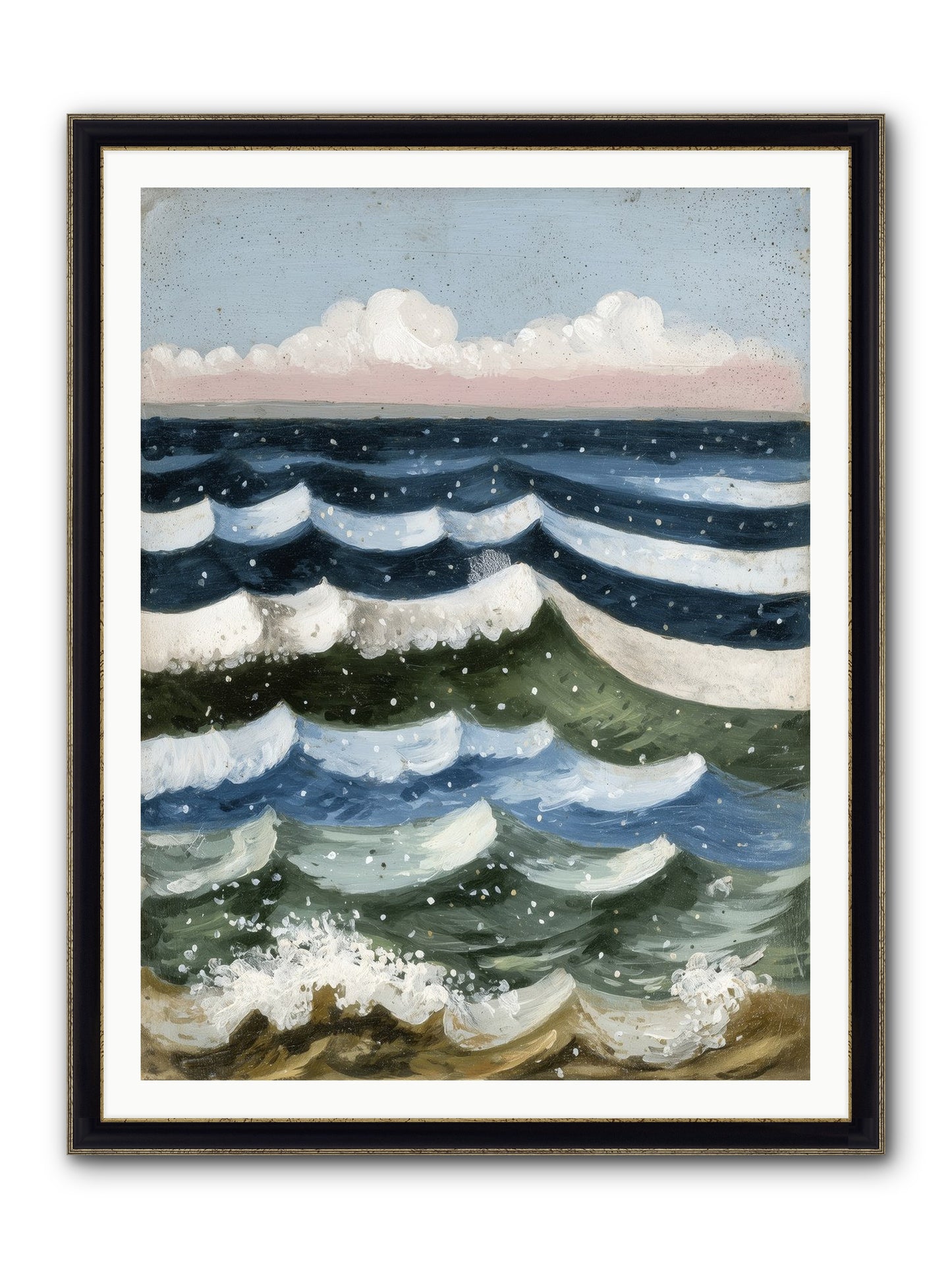 Aquatic Quilt Framed Print - Black & Gold 36x48