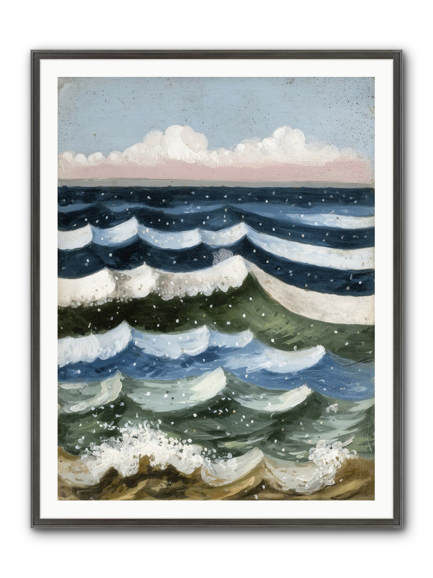 Aquatic Quilt Framed Print - Slimwoods Black/Silver 36x48