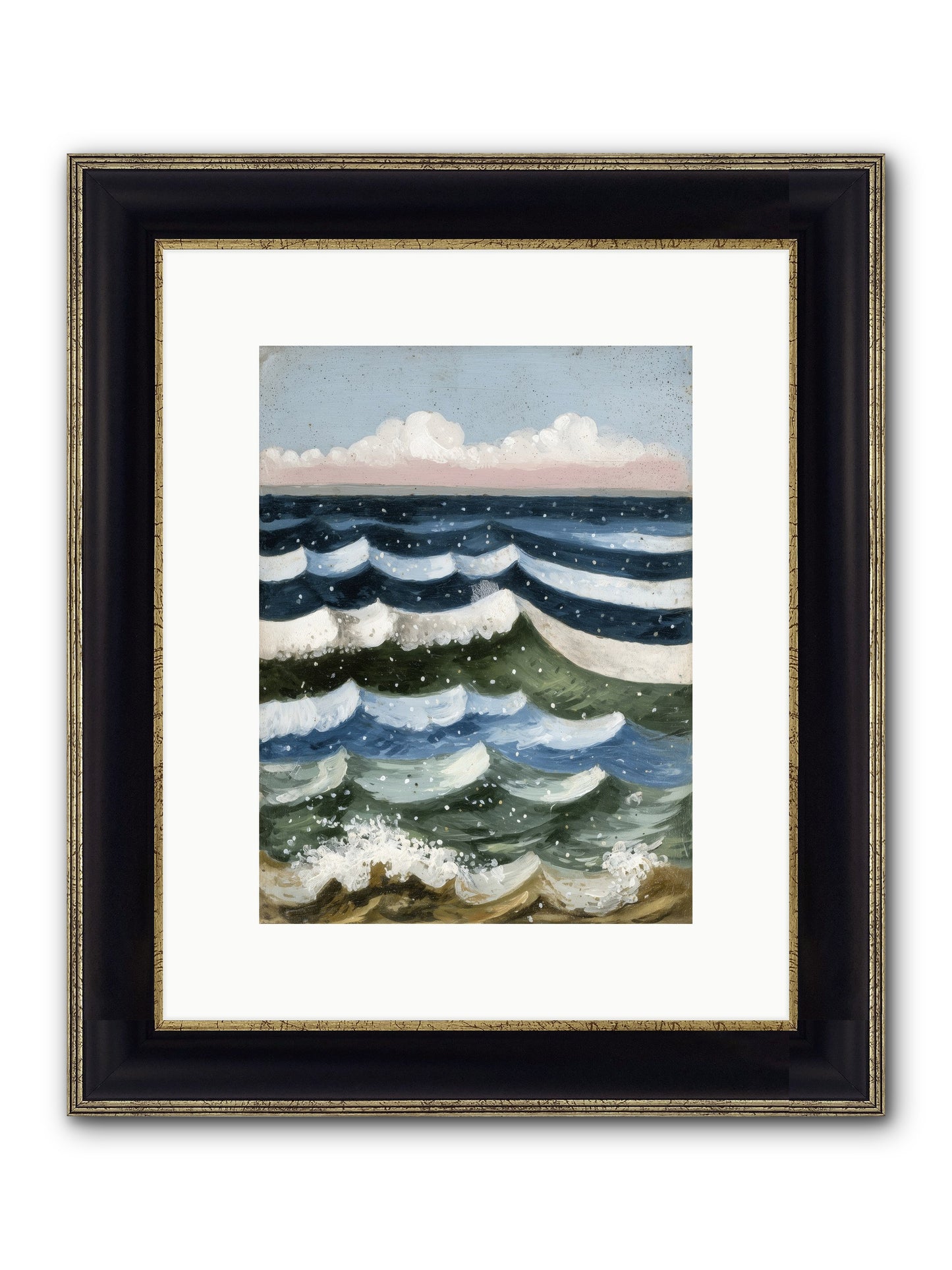 Aquatic Quilt Framed Print - Black & Gold 9x12