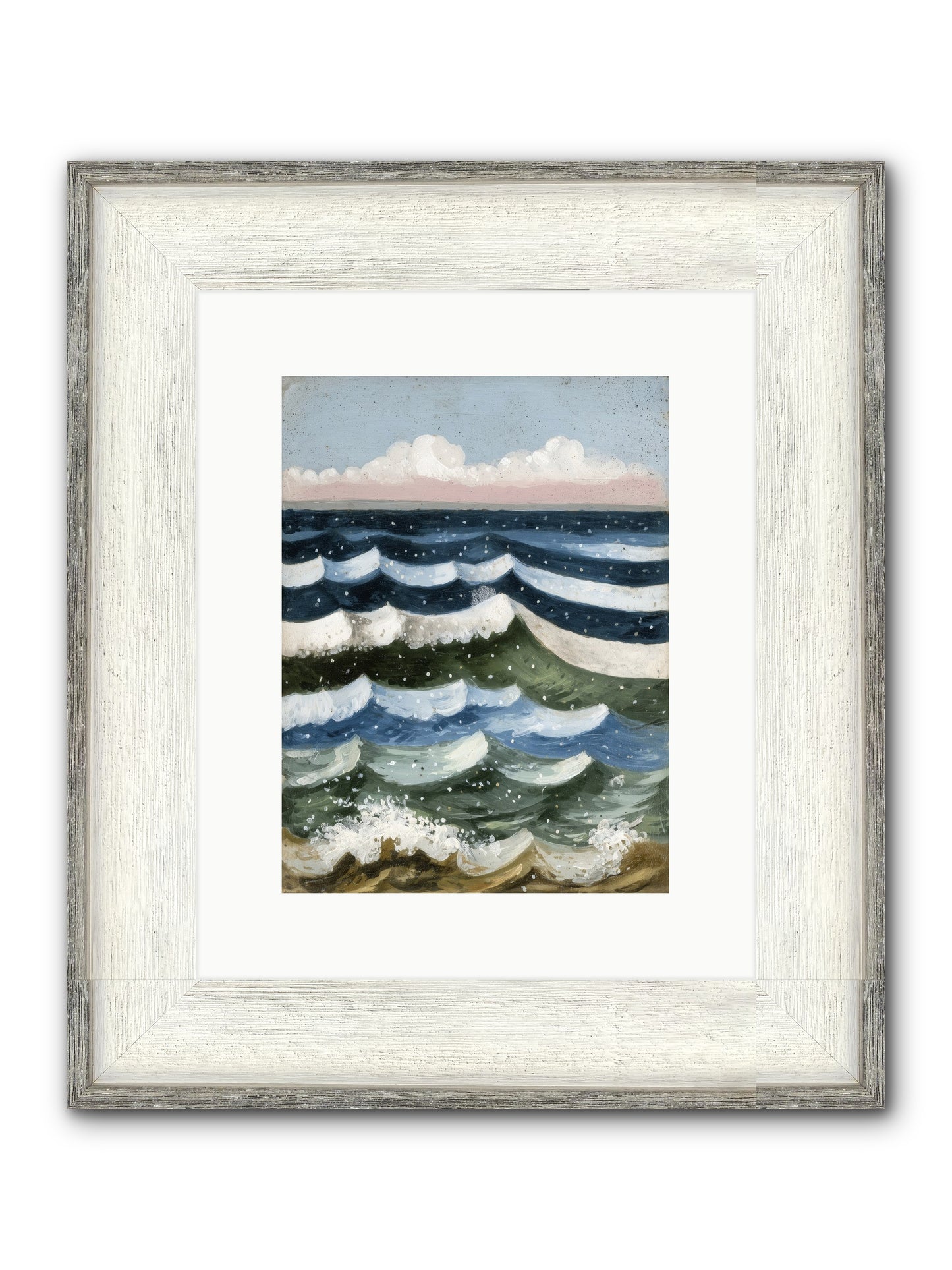 Aquatic Quilt Framed Print - Driftwood White 9x12