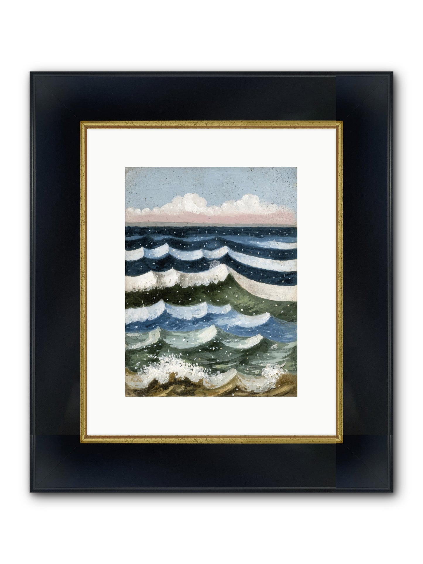 Aquatic Quilt Framed Print - Wide Black w/Gold 9x12