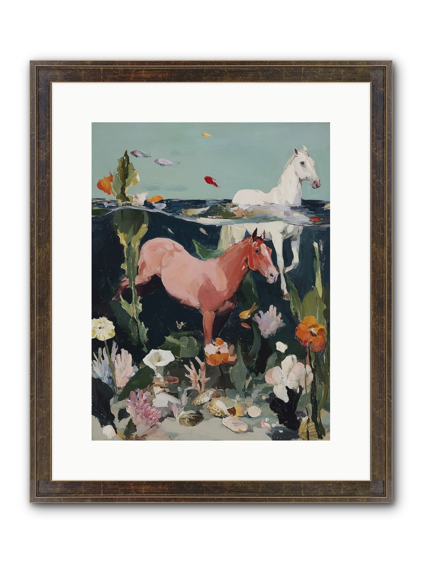 Aquatic Steeds Framed Print - Slimwoods Black/Gold 12x16