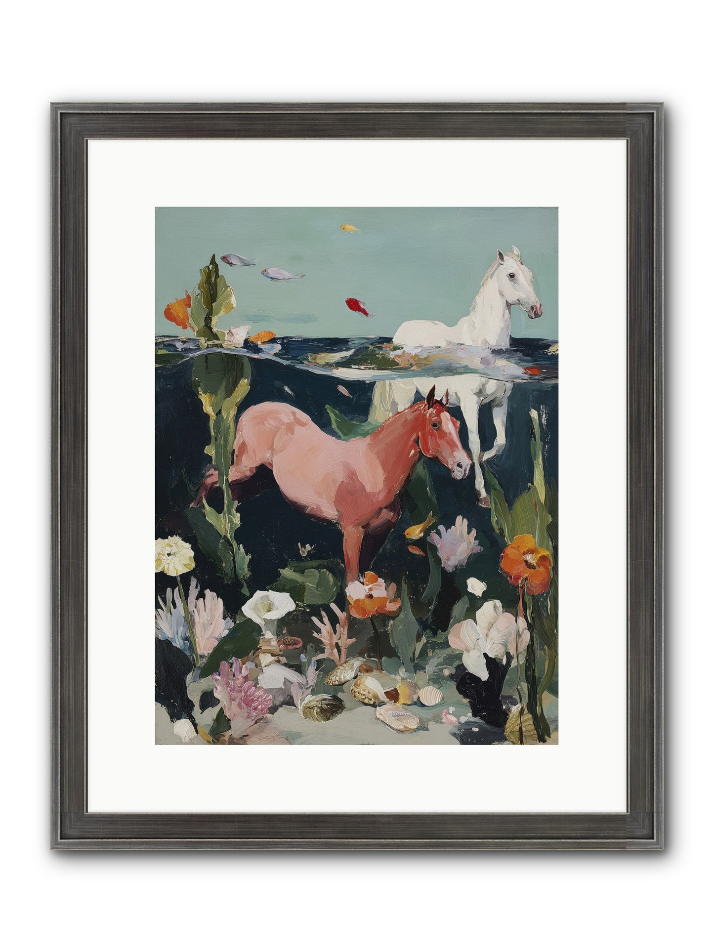 Aquatic Steeds Framed Print - Slimwoods Black/Silver 12x16
