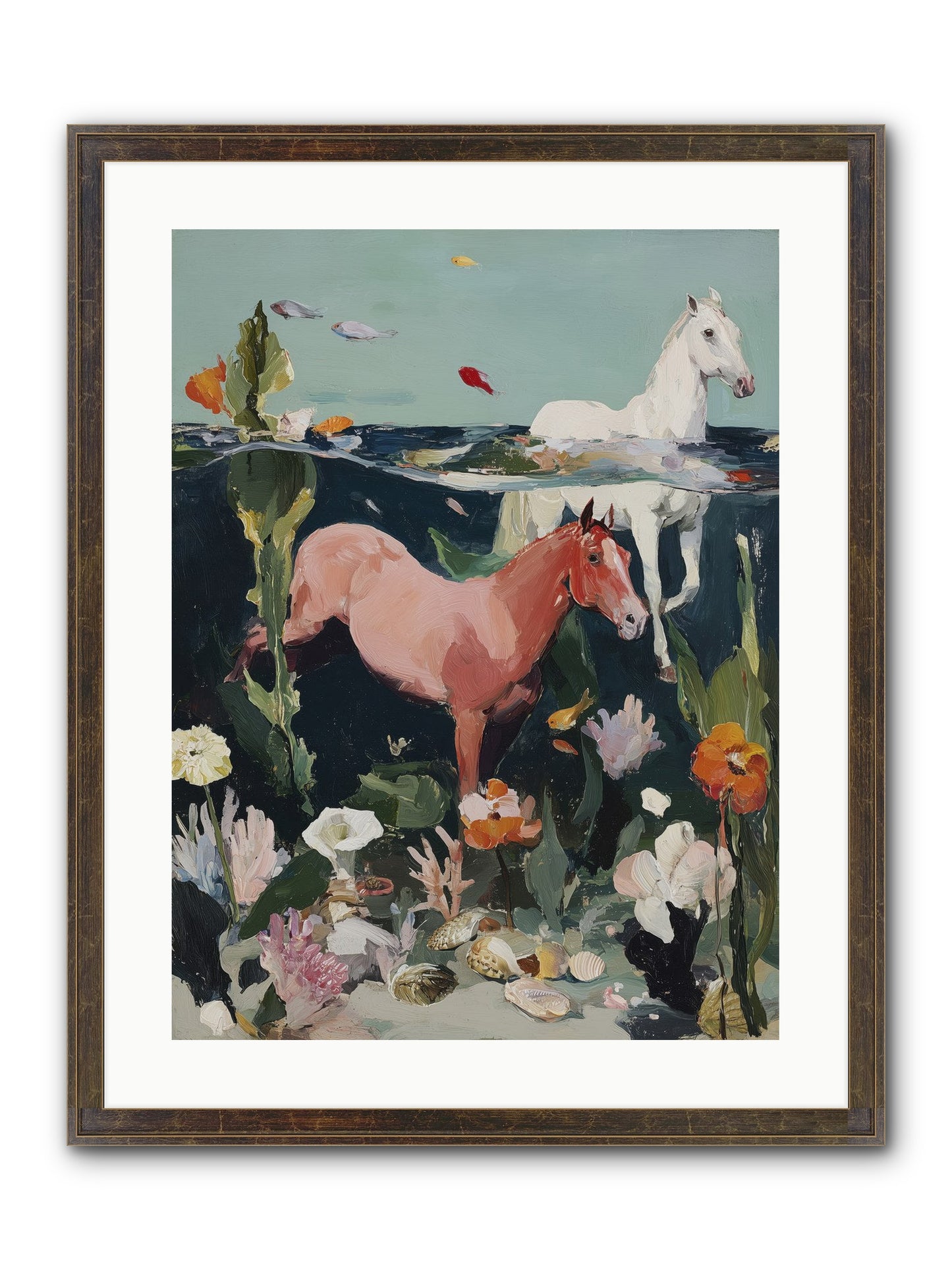 Aquatic Steeds Framed Print - Slimwoods Black/Gold 18x24