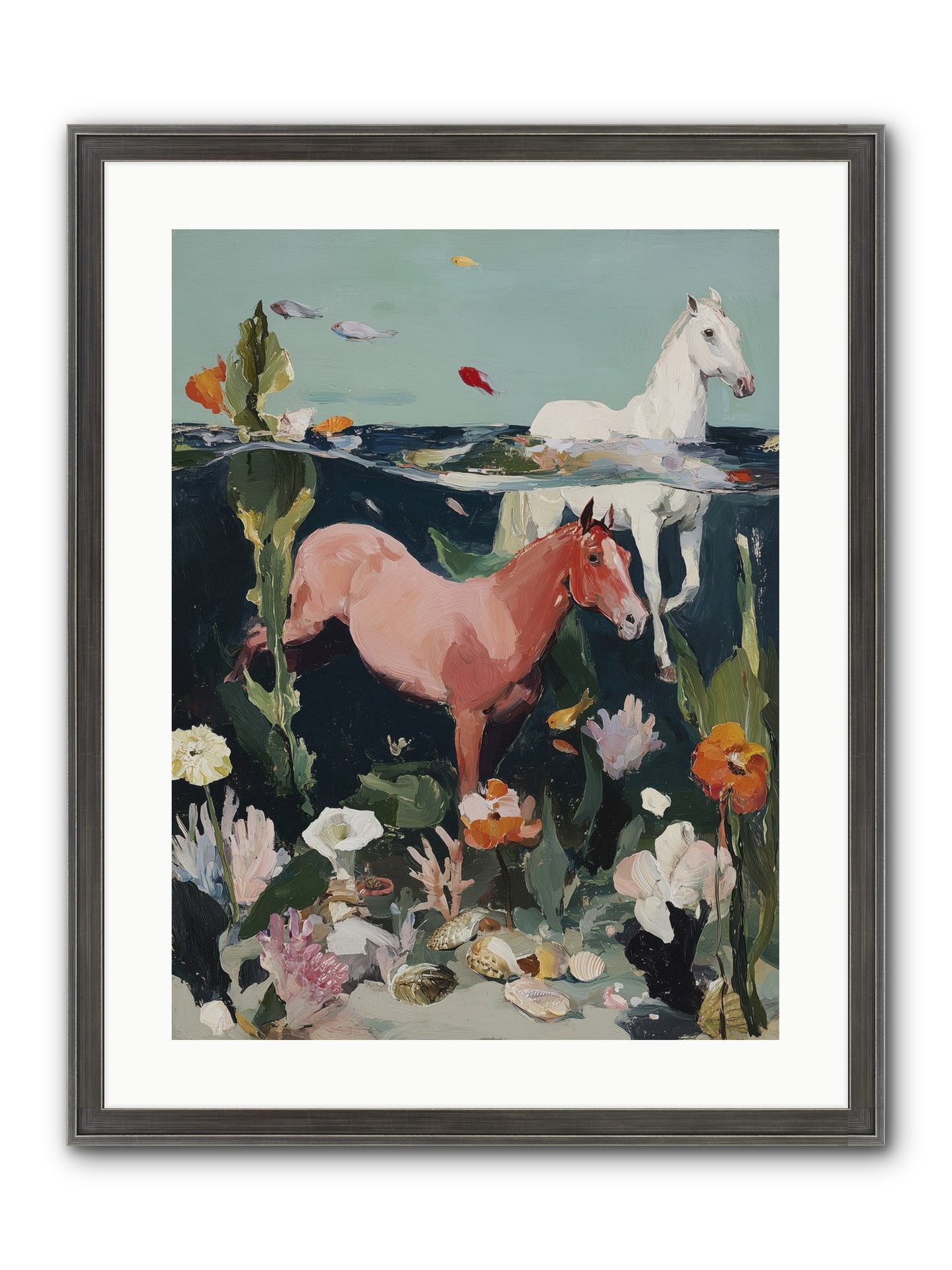 Aquatic Steeds Framed Print - Slimwoods Black/Silver 18x24