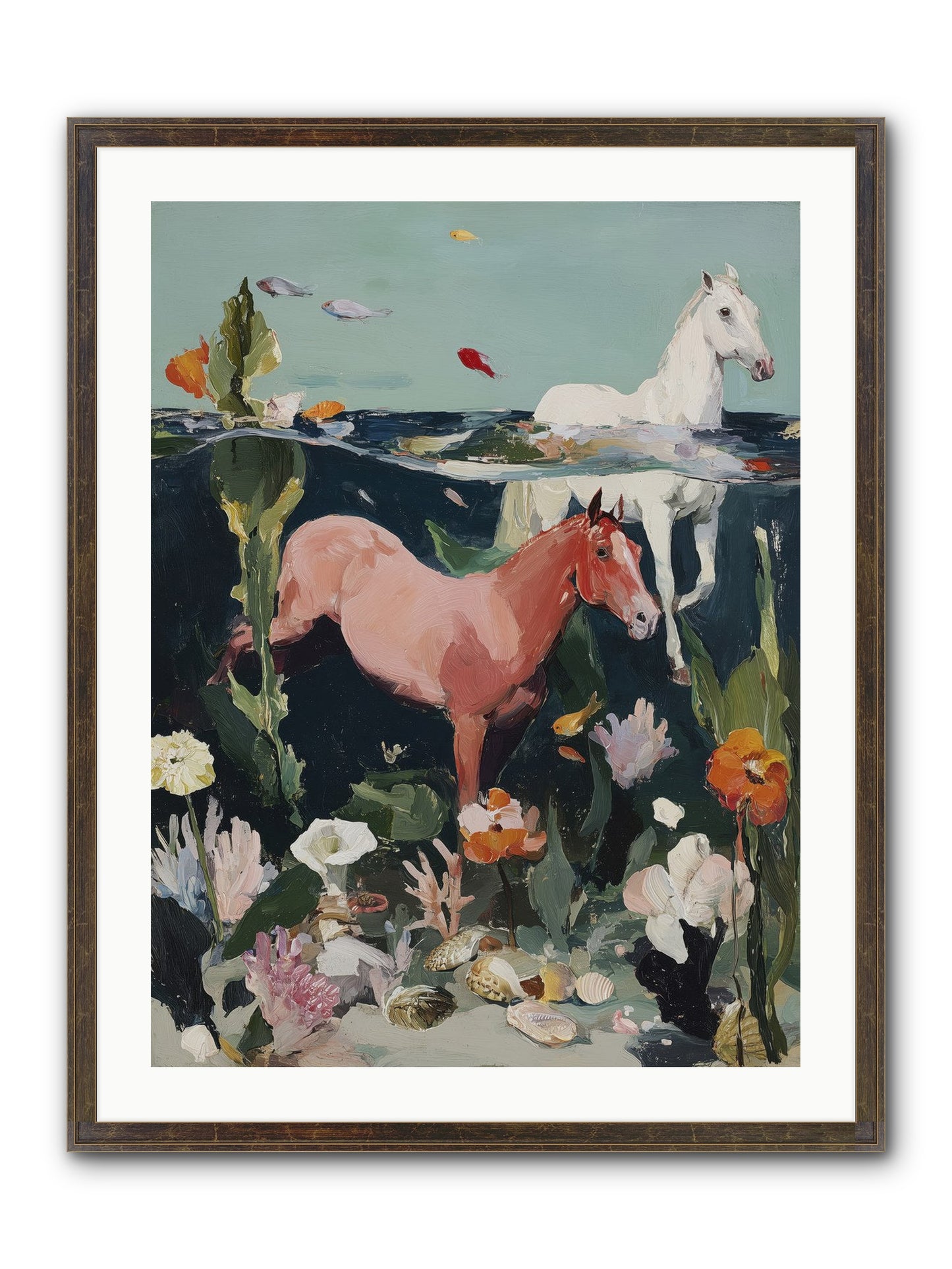 Aquatic Steeds Framed Print - Slimwoods Black/Gold 24x32