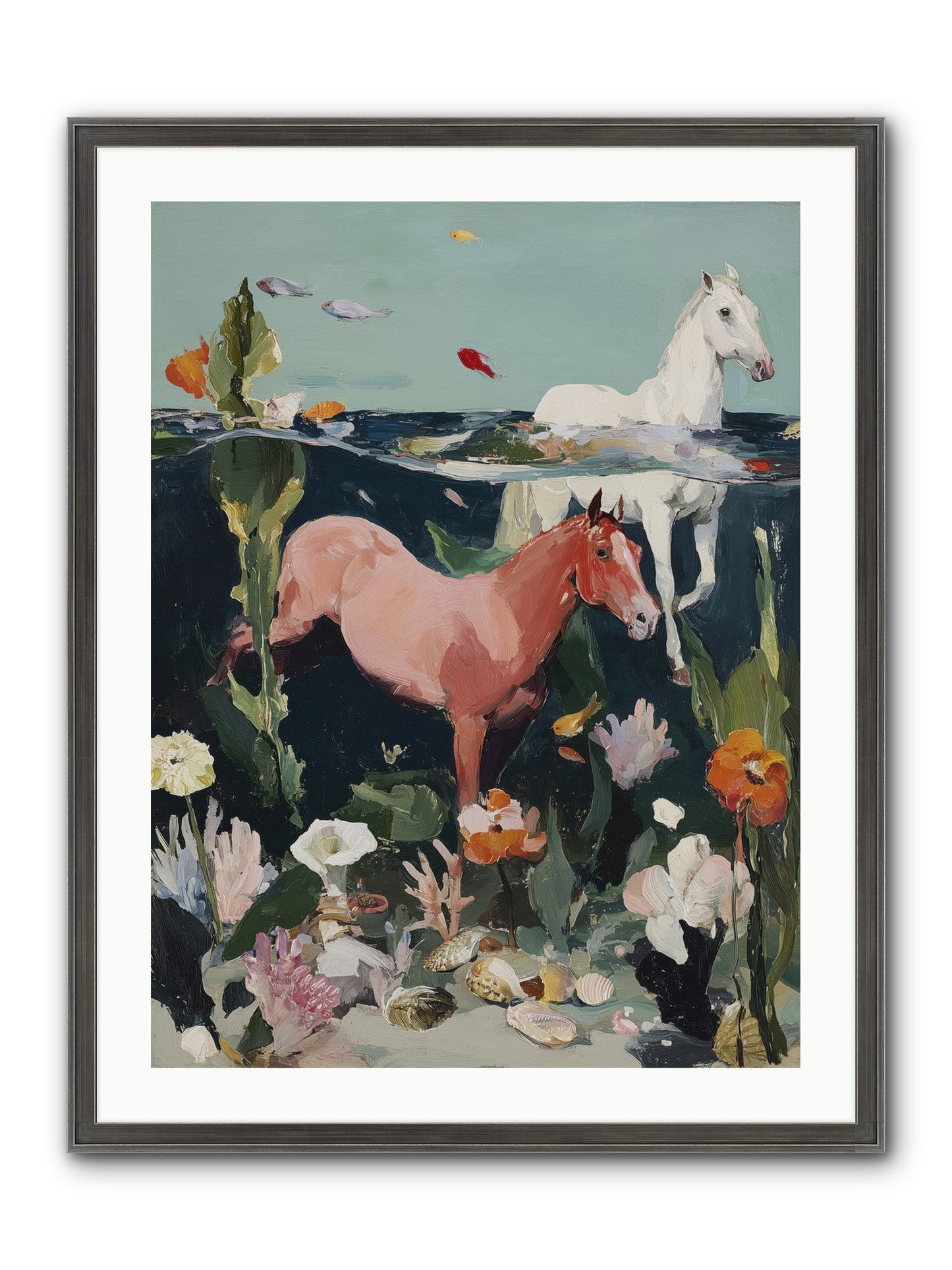 Aquatic Steeds Framed Print - Slimwoods Black/Silver 24x32