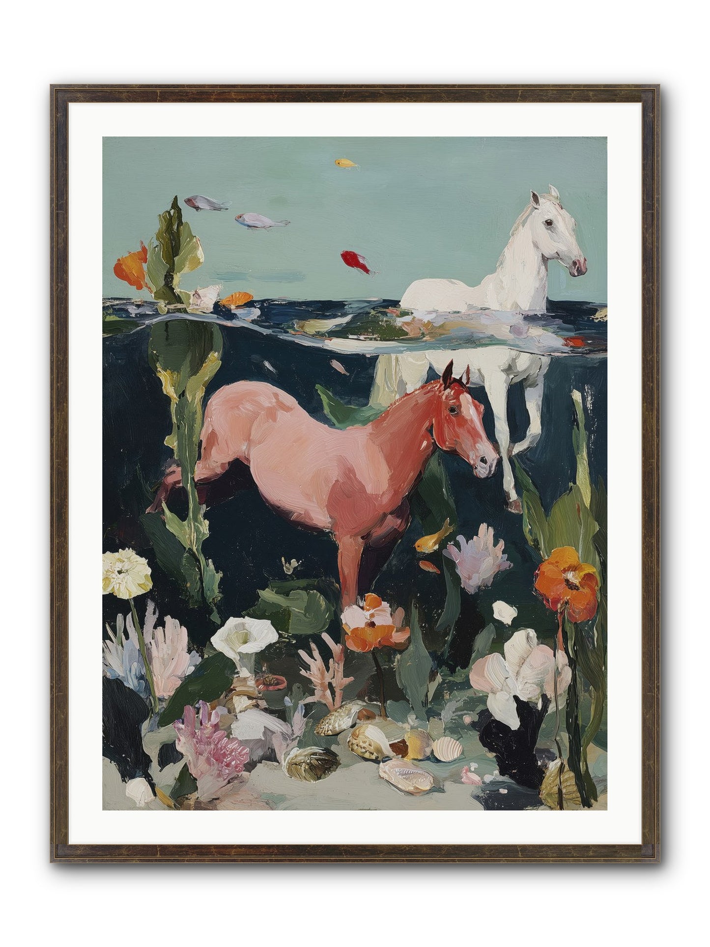 Aquatic Steeds Framed Print - Slimwoods Black/Gold 30x40