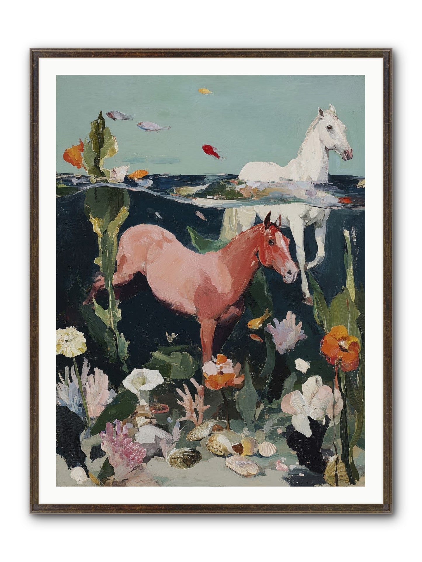 Aquatic Steeds Framed Print - Slimwoods Black/Gold 36x48
