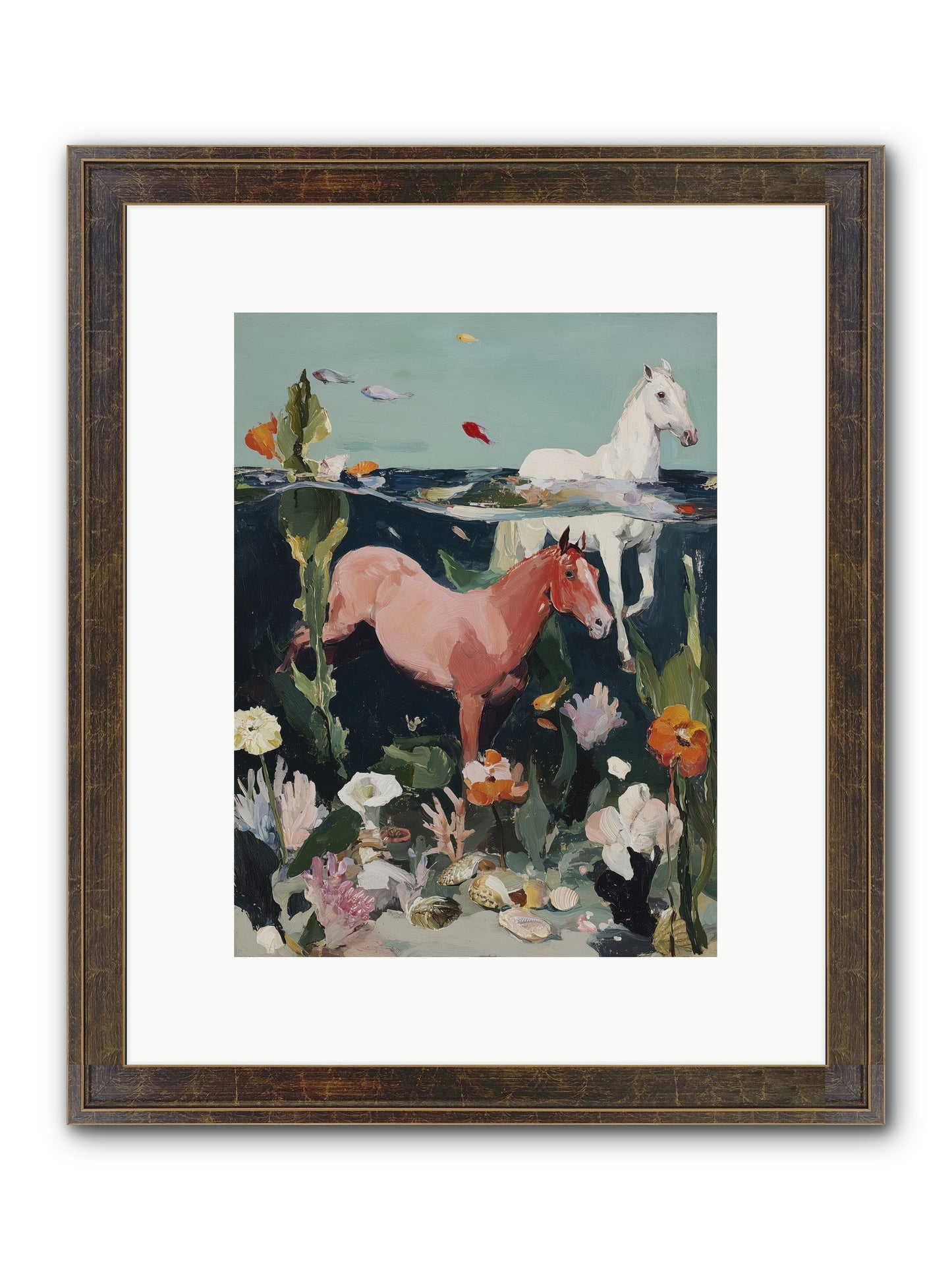 Aquatic Steeds Framed Print - Slimwoods Black/Gold 9x12