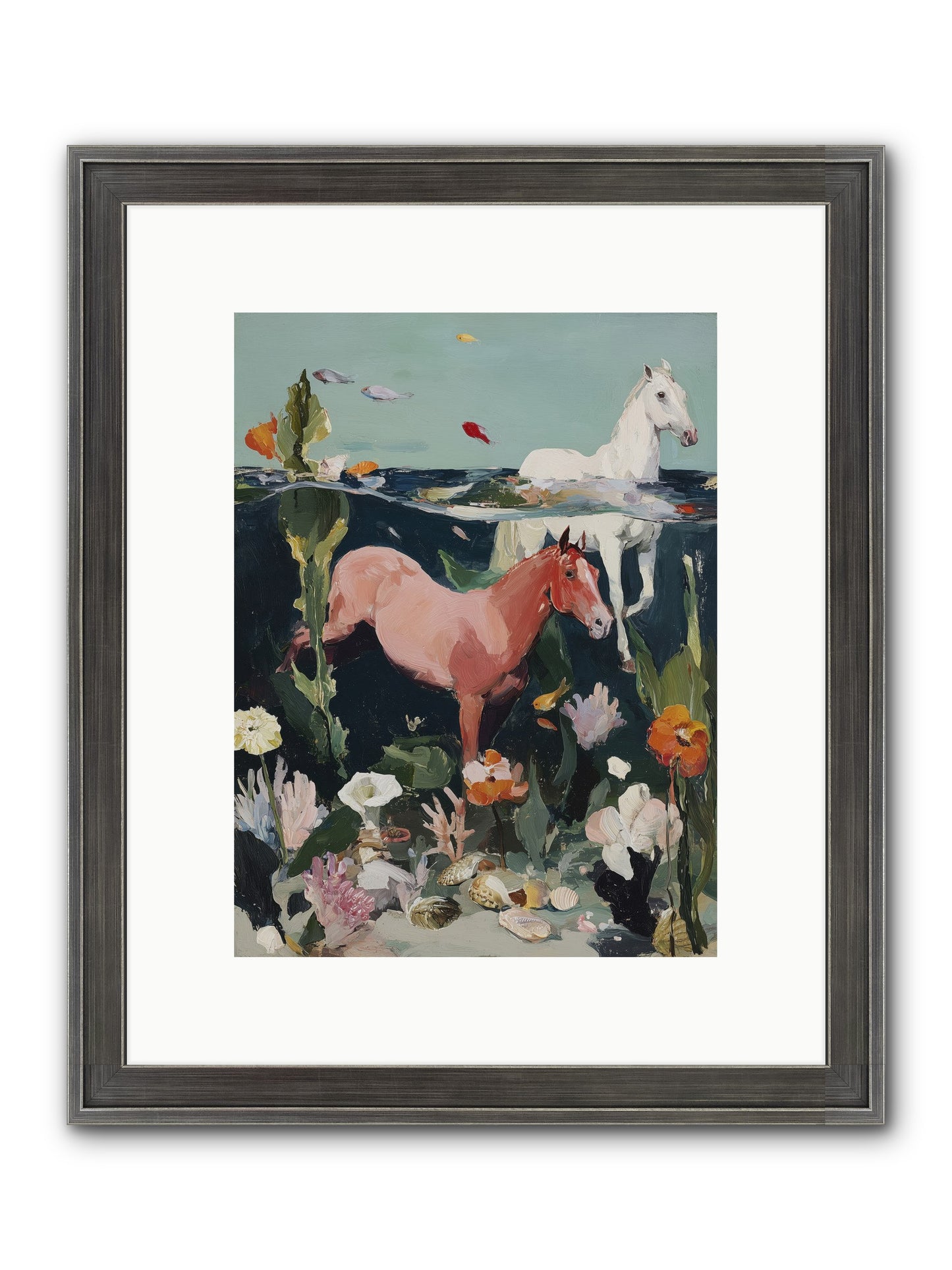 Aquatic Steeds Framed Print - Slimwoods Black/Silver 9x12