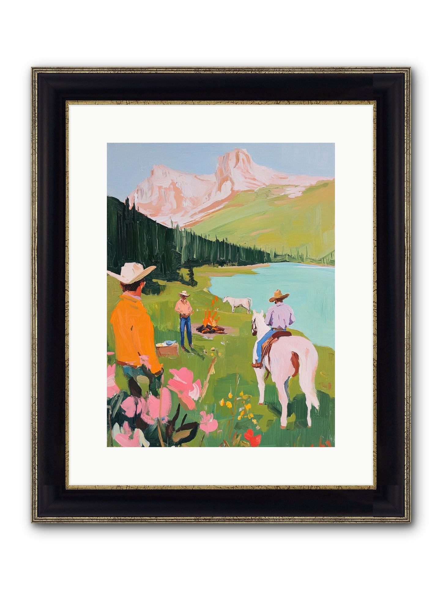 Arroyo Crossing No.1 Framed Print - Black & Gold 12x16